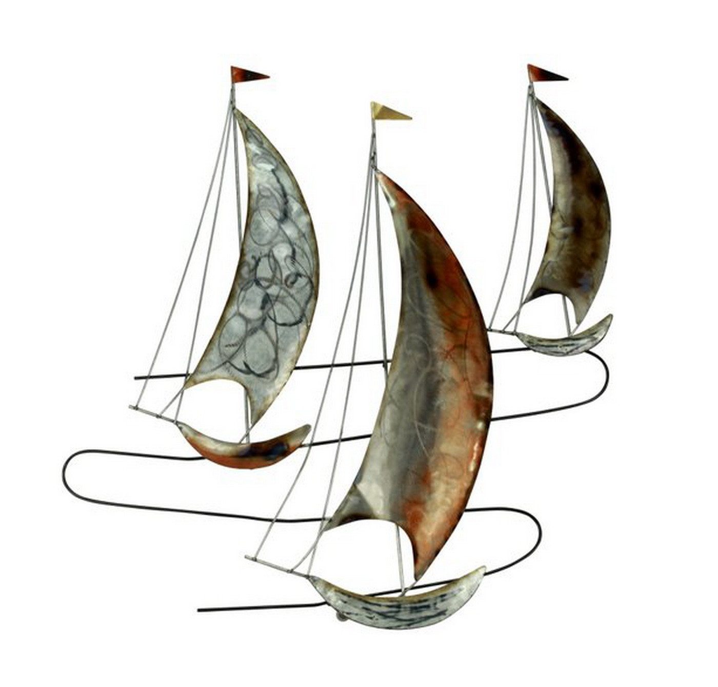 Wanddekoobjekt Wanddeko Schiff Metall Segelboot Boot Maritim Segelschiff Skulptur