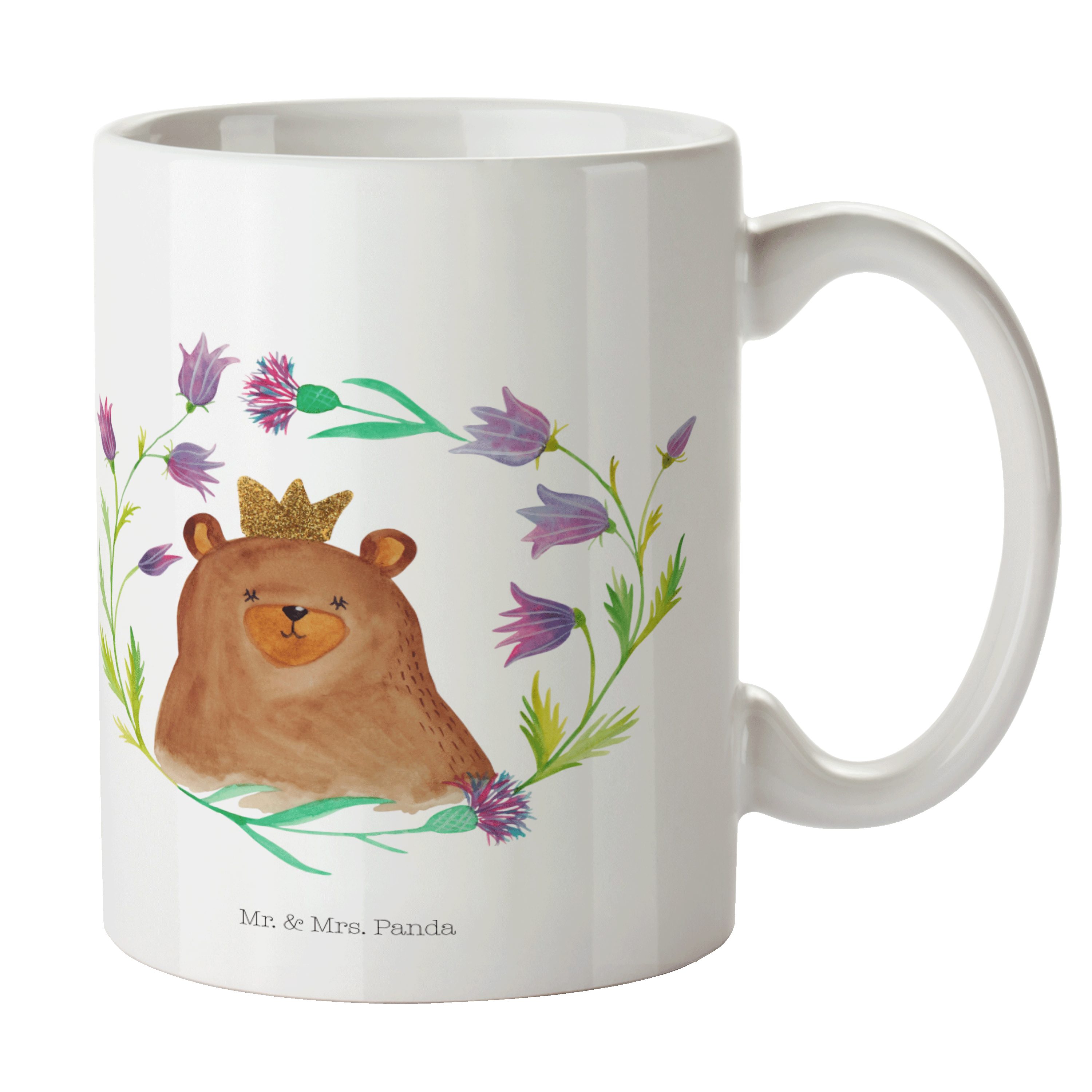 Tasse - - Keramik Porzellantasse, Königin Te, Weiß Panda Mrs. & Mr. Geschenk, Tasse, Kaffeetasse, Bär