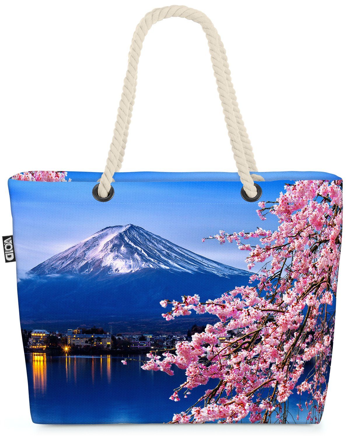 VOID Strandtasche (1-tlg), Berg Japan Blüten See Kirschen Berg Japan Blüten See Kirschen Gipfel
