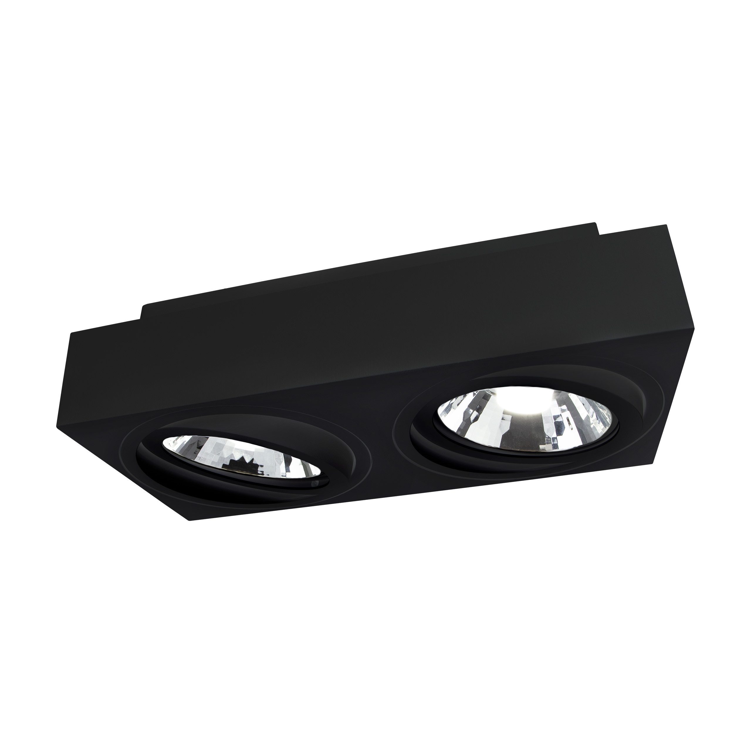 Spectrum Aufbauleuchte GU10 AR111 2fach Deckenleuchte schwarz schwenkbar IP20 max.2x35W eckig, Kein Leuchtmittel enthalten, Schwenkbar, 2 fach