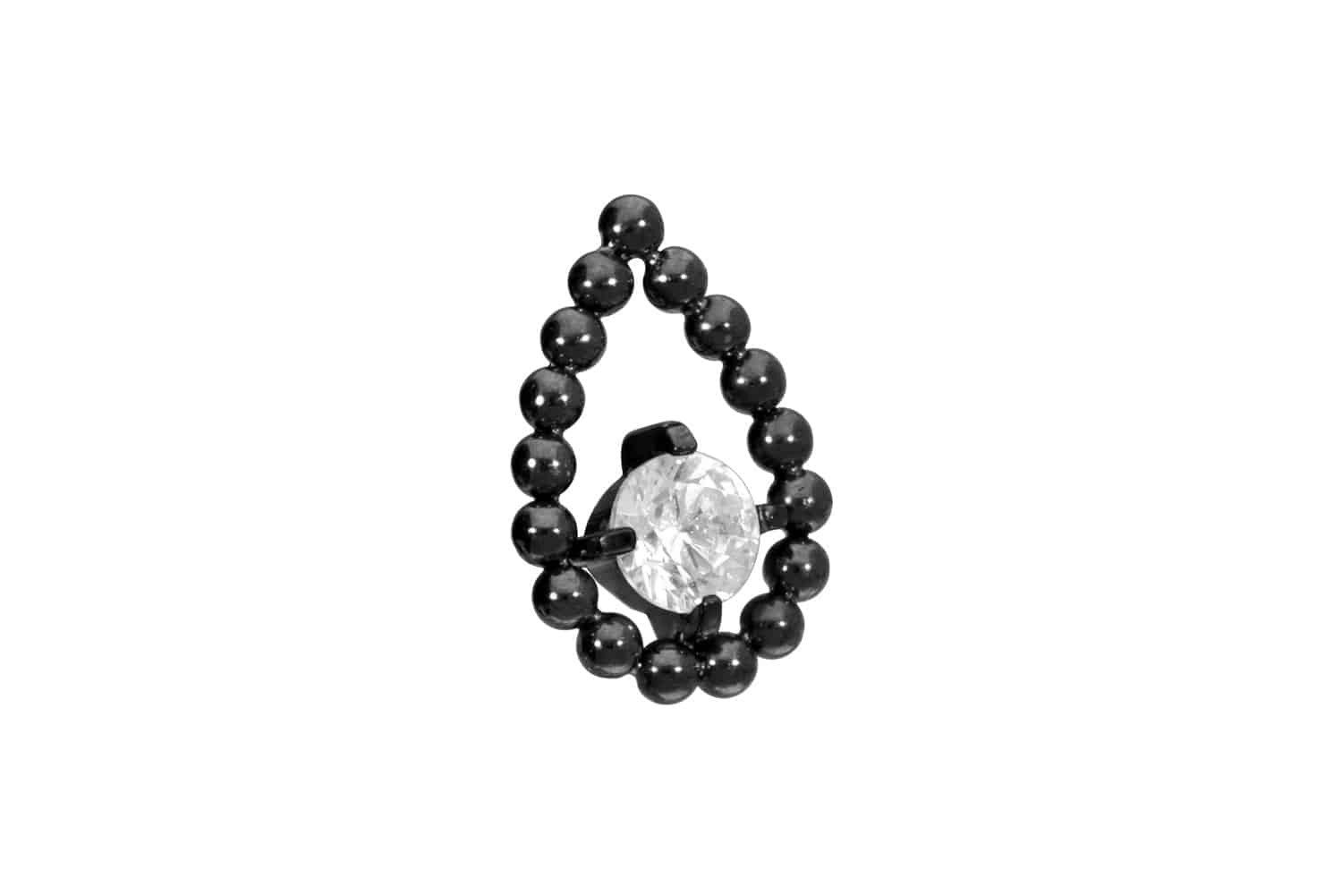 Piercing-Set Titan Schraubaufsatz mit Außengewinde TROPFEN + KRISTALL