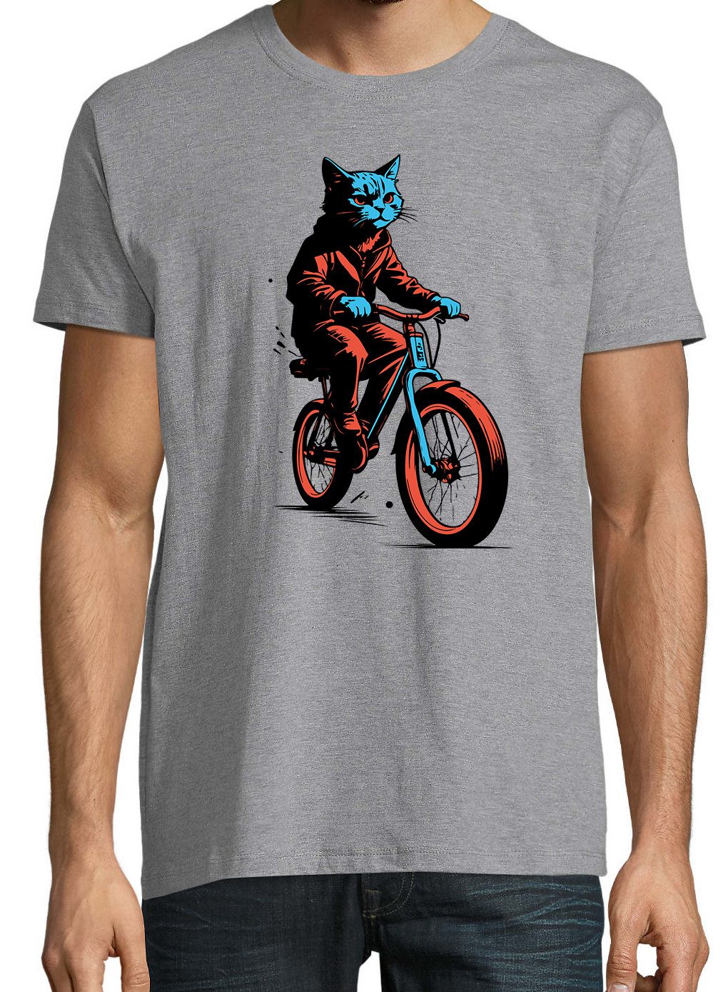 Youth Designz Print-Shirt Katze Fahrrad Herren günstig online kaufen