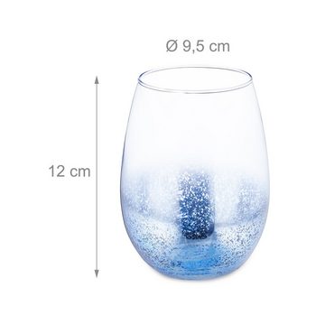 relaxdays Weinglas Weingläser ohne Stiel 2er Set blau, Glas