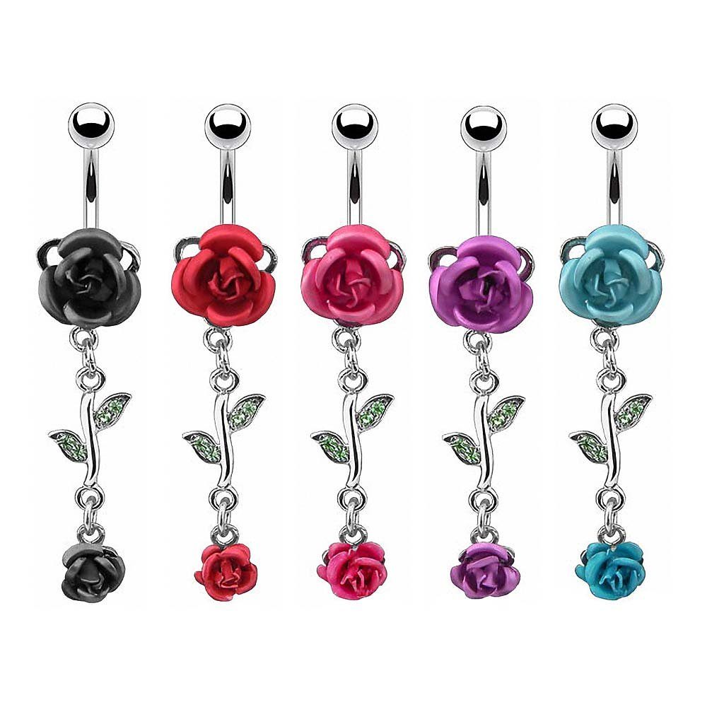 Taffstyle Bauchnabelpiercing Piercing Chirurgenstahl Kristall Rosen, günstig online kaufen