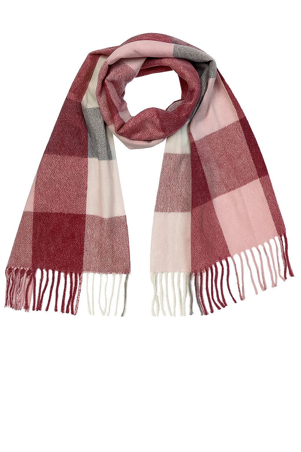 Faera Modeschal Weicher Strick Schal mit Fransen - Stilvoller Winter Halswärmer, (1-St), 9408 in Bordeaux