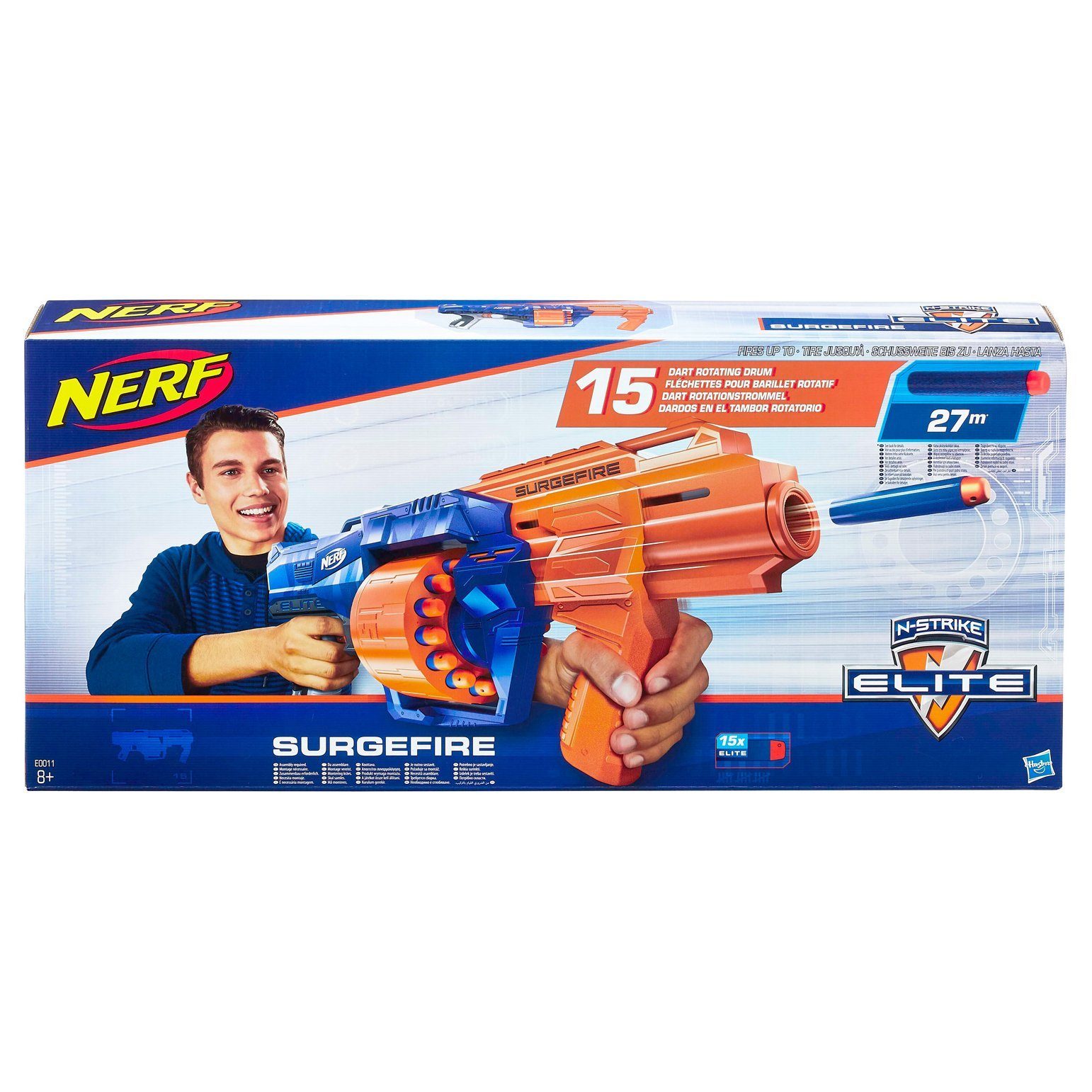 Metamorph Blaster Nerf SurgeFire Blaster - 15 Darts, Reichweite 27 m, Ein zuverlässiger, effektiver Trommelblaster ohne Schnickschack!