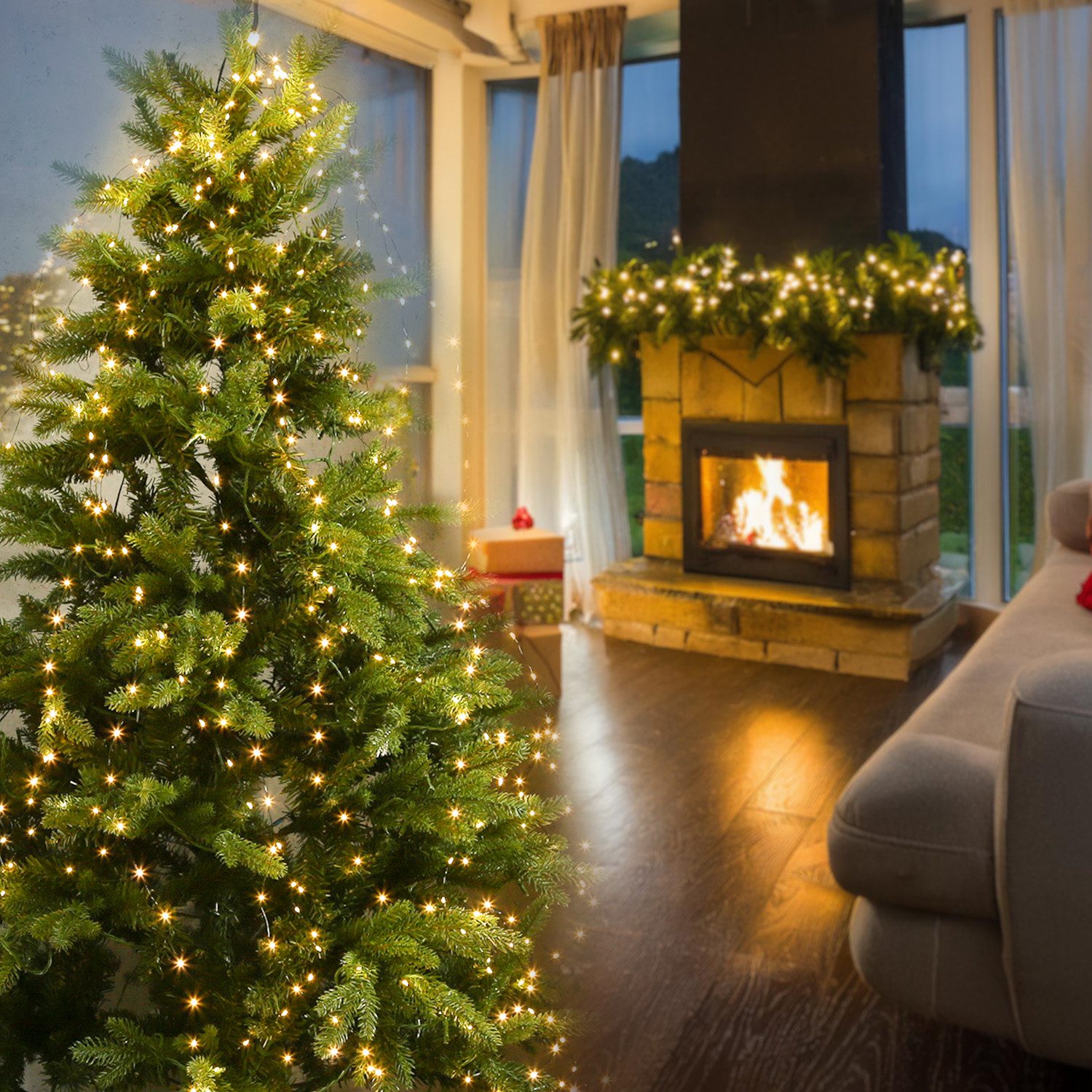 MARELIDA LED-Baummantel Draht Lichterkette Baumbeleuchtung 12 Stränge 408LE günstig online kaufen