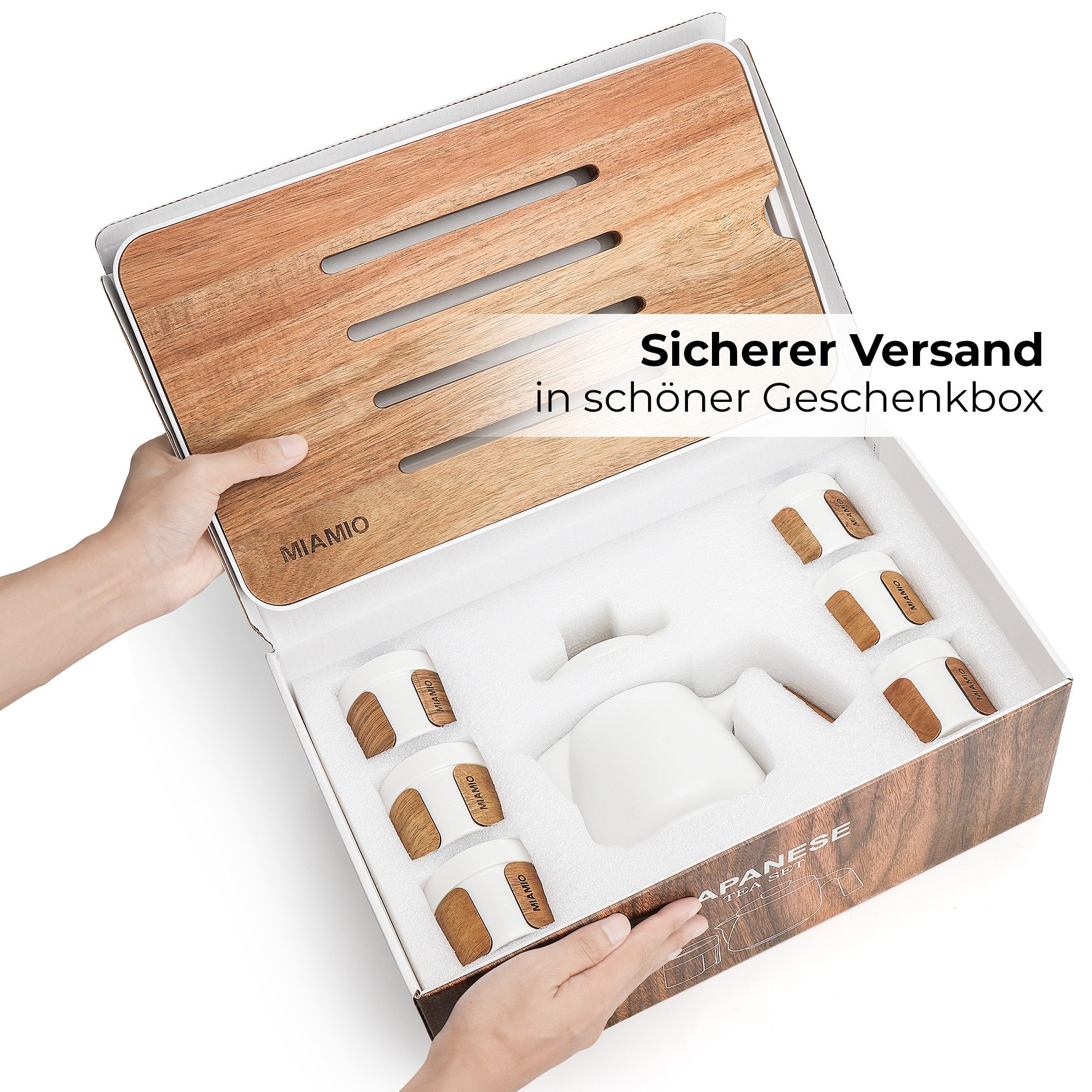 MiaMio Teeservice japanisch mit 6 Teebechern, 100 ml, Weiß, Keramik