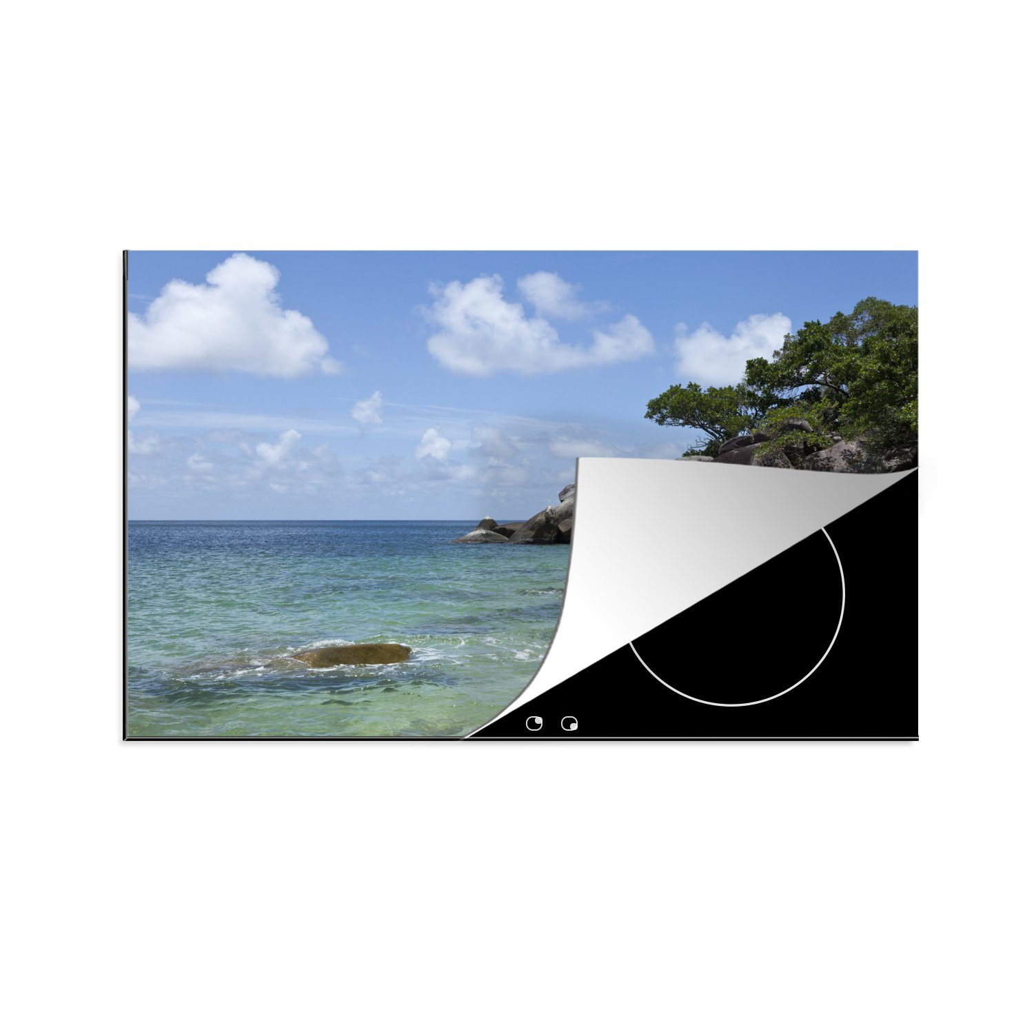 MuchoWow Herdblende-/Abdeckplatte Blick auf eine felsige Küstenlinie, Vinyl, (1 tlg), 81x52 cm, Induktionskochfeld Schutz für die küche, Ceranfeldabdeckung