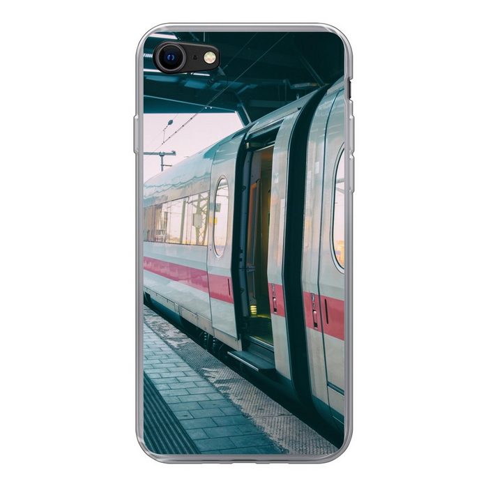 MuchoWow Handyhülle Schöner Zug auf dem Bahnsteig Handyhülle Apple iPhone SE (2020) Smartphone-Bumper Print Handy