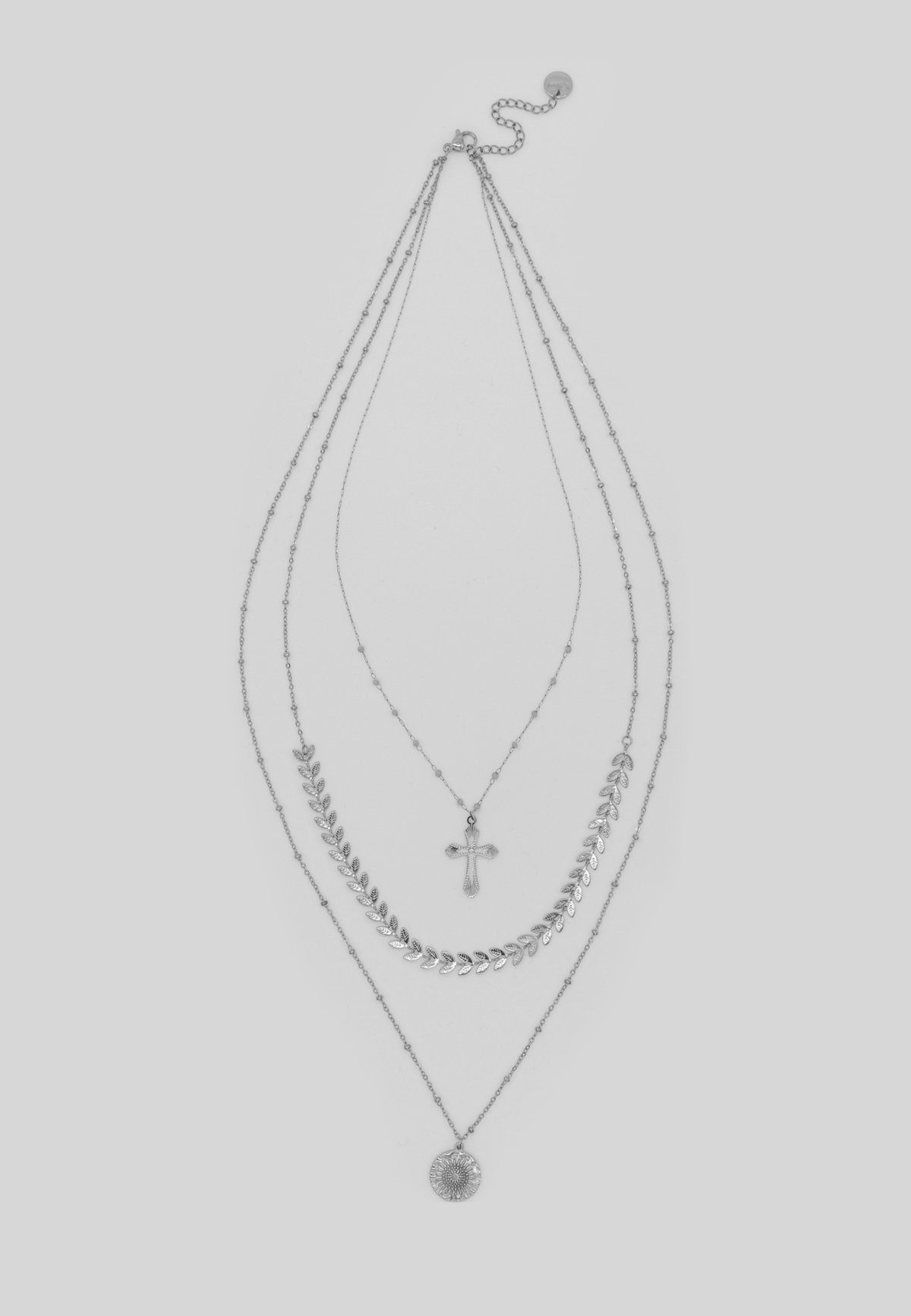 enflame Kette mit Anhänger 3-Fache Halskette mit Kreuz Edelstahl Medaillon Necklace (1-tlg), 5469 in Silber