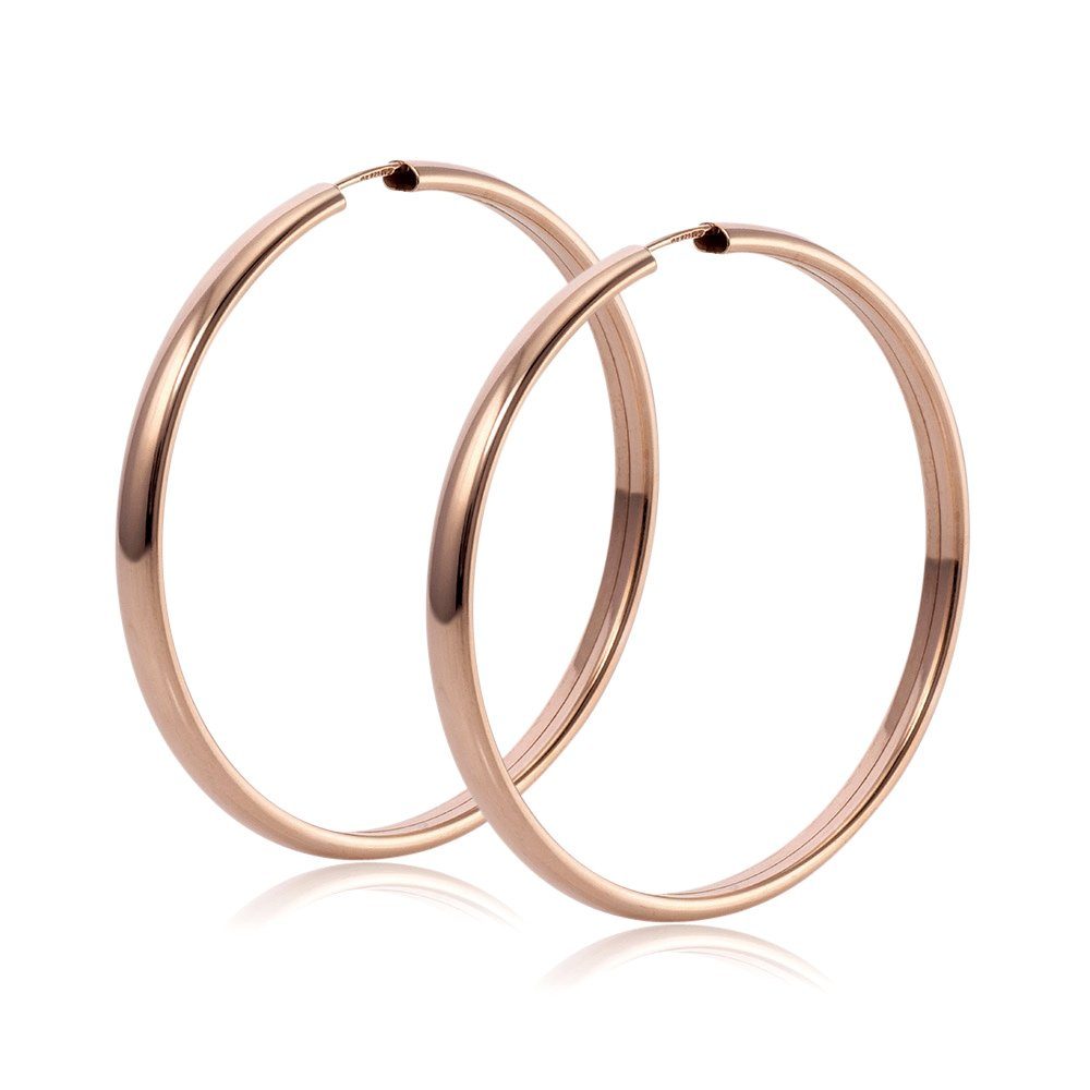 Materia Paar Creolen Rosegold Damen Ø40mm SO-61, Sterlingsilber, rosevergoldet