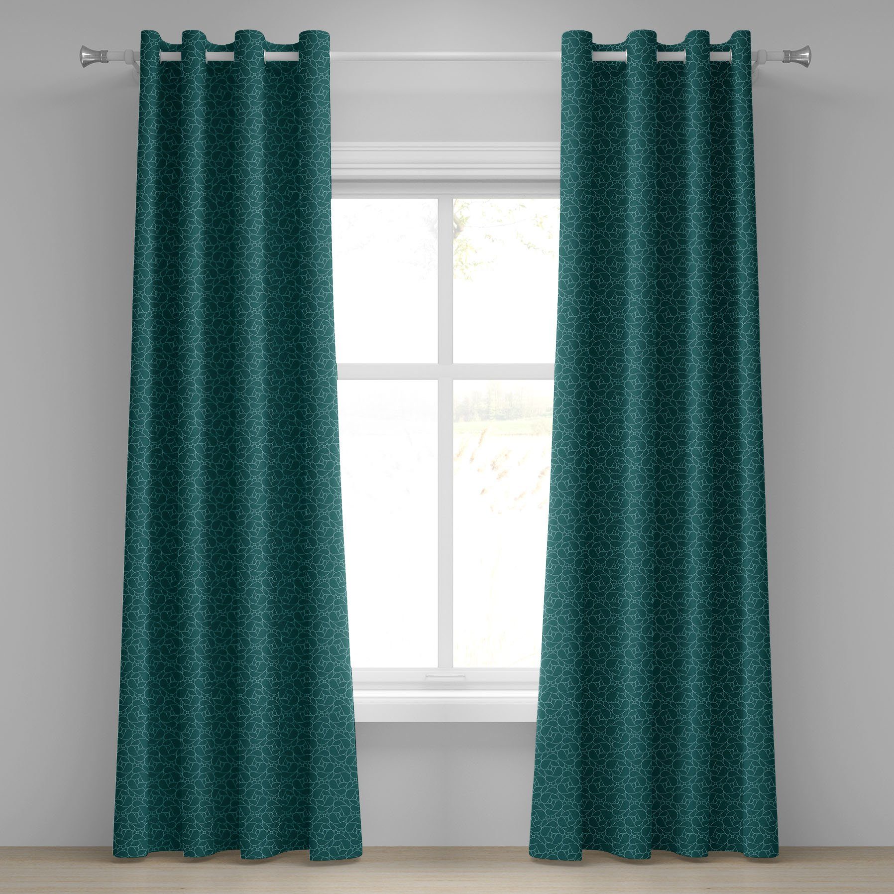 Abstrakt Abakuhaus, Modern Wohnzimmer, Kunst Gardine Dekorative Line für 2-Panel-Fenstervorhänge Teal Schlafzimmer