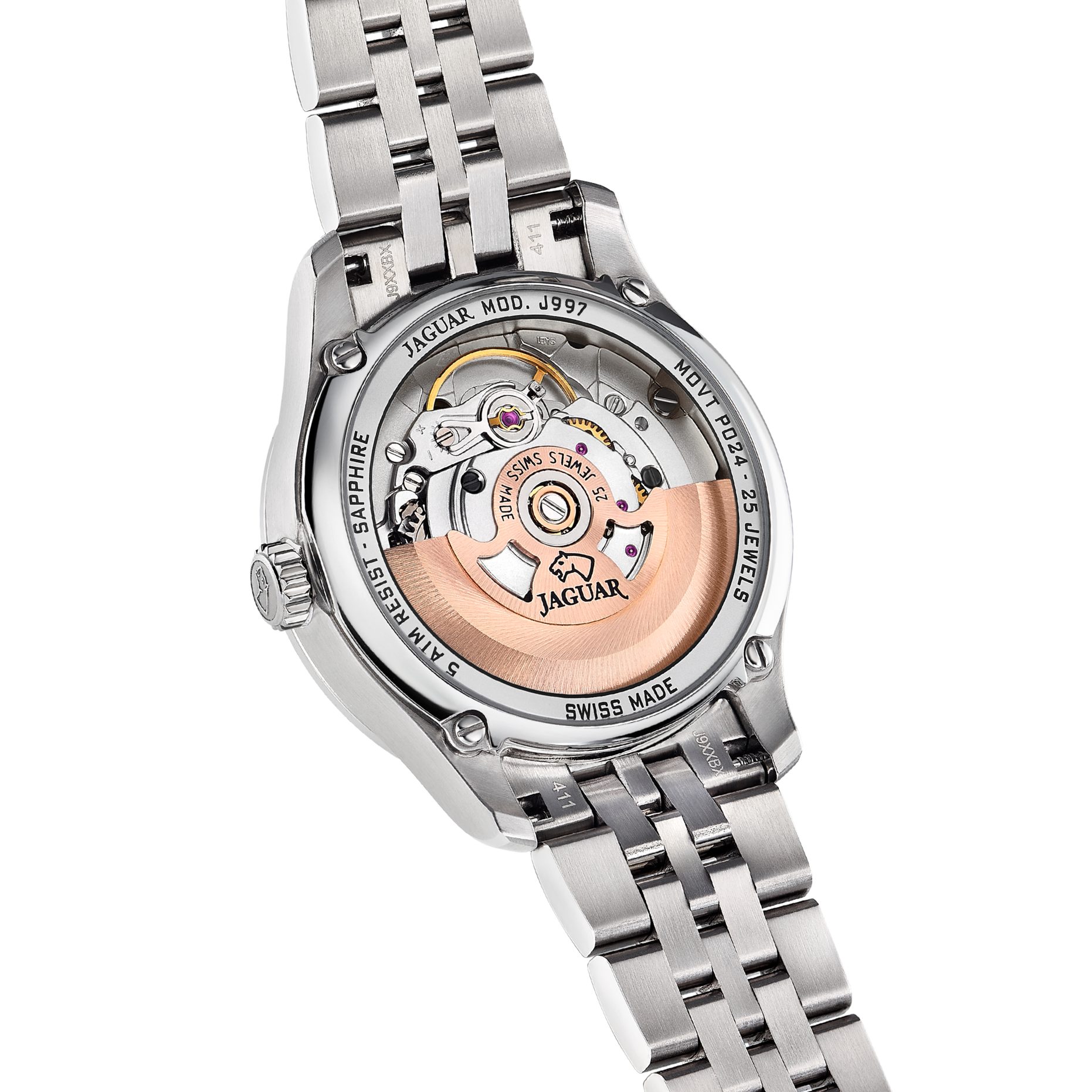 Jaguar Automatikuhr Automatik J997_1, (Set, 2-tlg., mit Wechselband), Armbanduhr, Damenuhr, Swiss Made, Mechanische Uhr, Edelstahlarmband