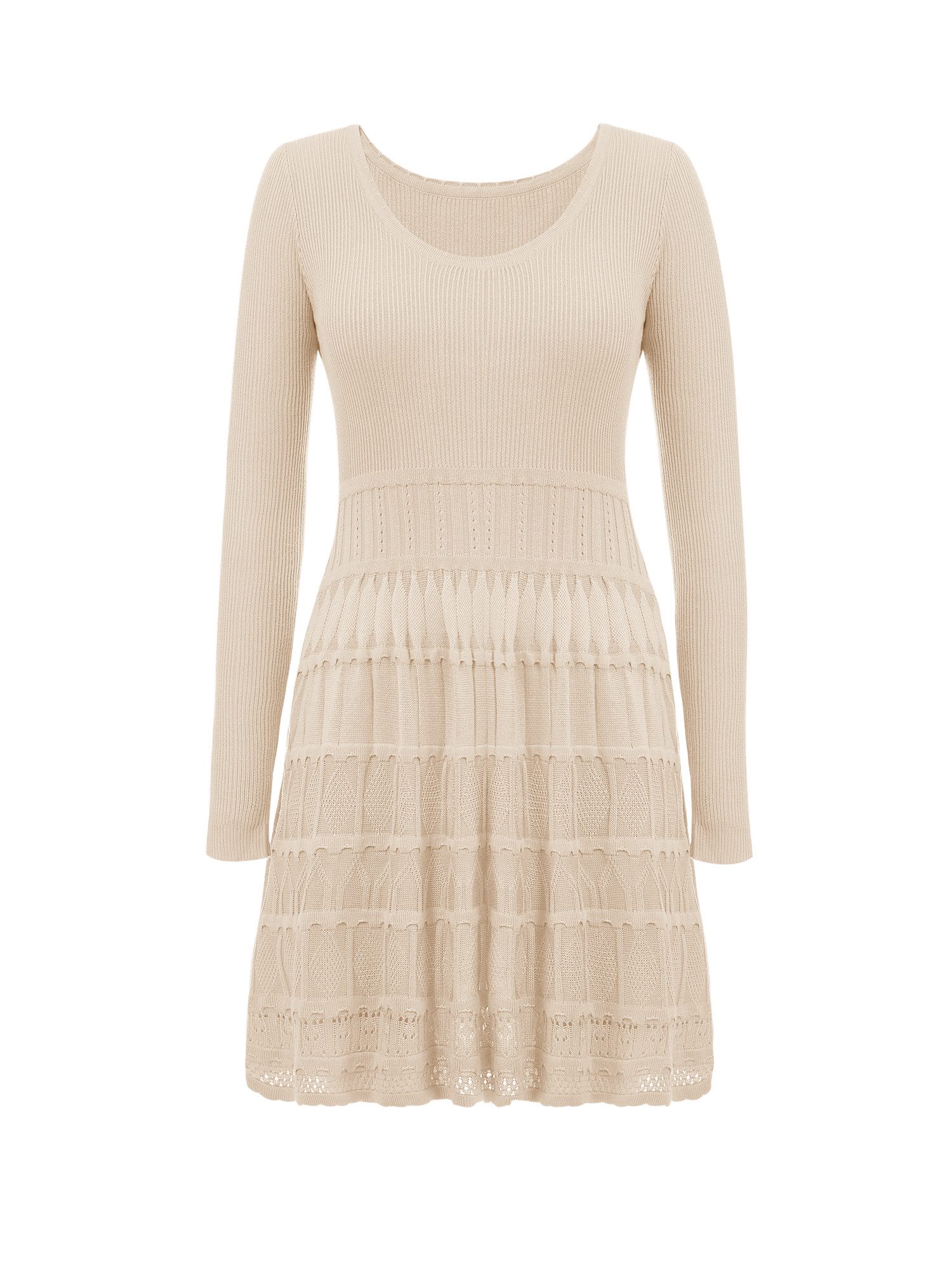 Strickkleid Damen Kurzes A-Linien-Kleid mit Rundhalsausschnitt
