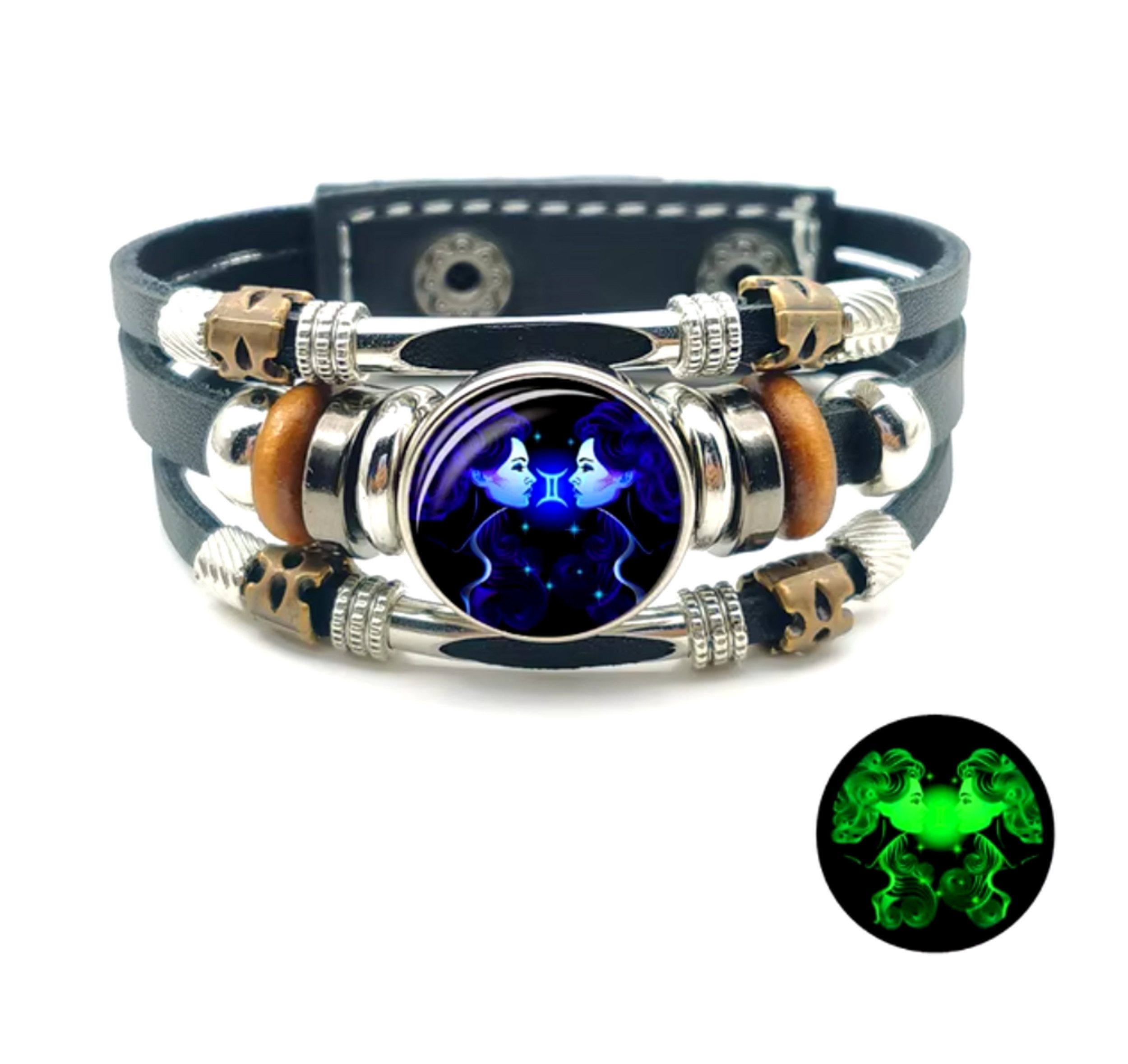 Stelby Armband mit Gravur Armband Sternzeichen Zwillinge mit 3D Gravur im Glas (Weihnachtsgeschenk, Geburtstagsgeschenk, Valentinstaggeschenk, modern, minimalistisch), langlebig, pflegeleicht, unisex