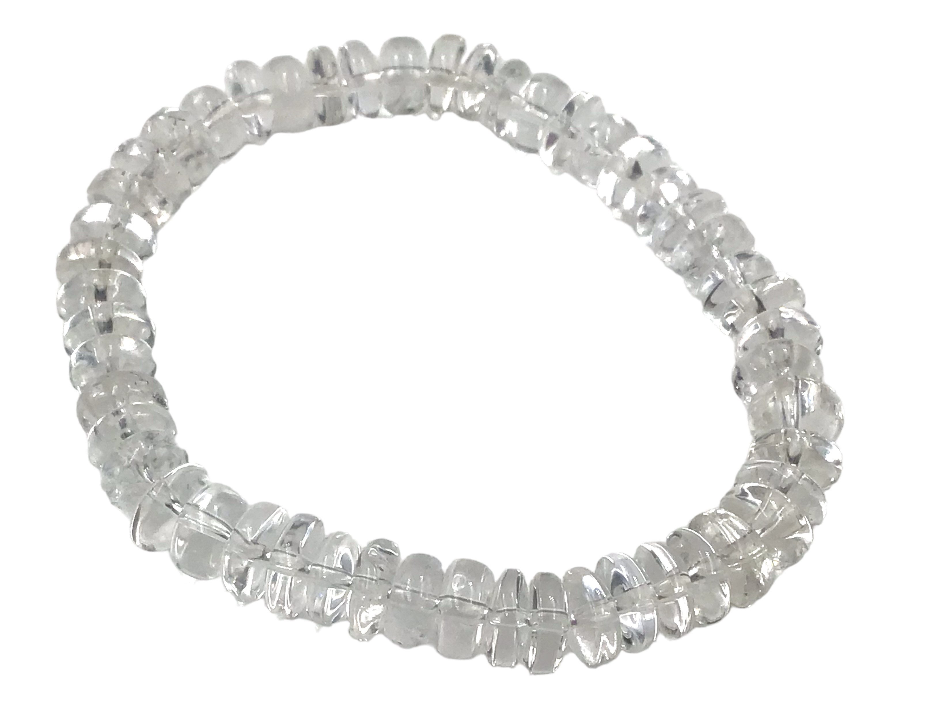 Steinfixx® Perlenarmband Bergkristallarmband Rondell I klarer Bergkristall I 18 cm (Größe der Rondelle ca. 12mm, 1-tlg., incl. Geschenkverpackung), AAA-Qualität aus Brasilien