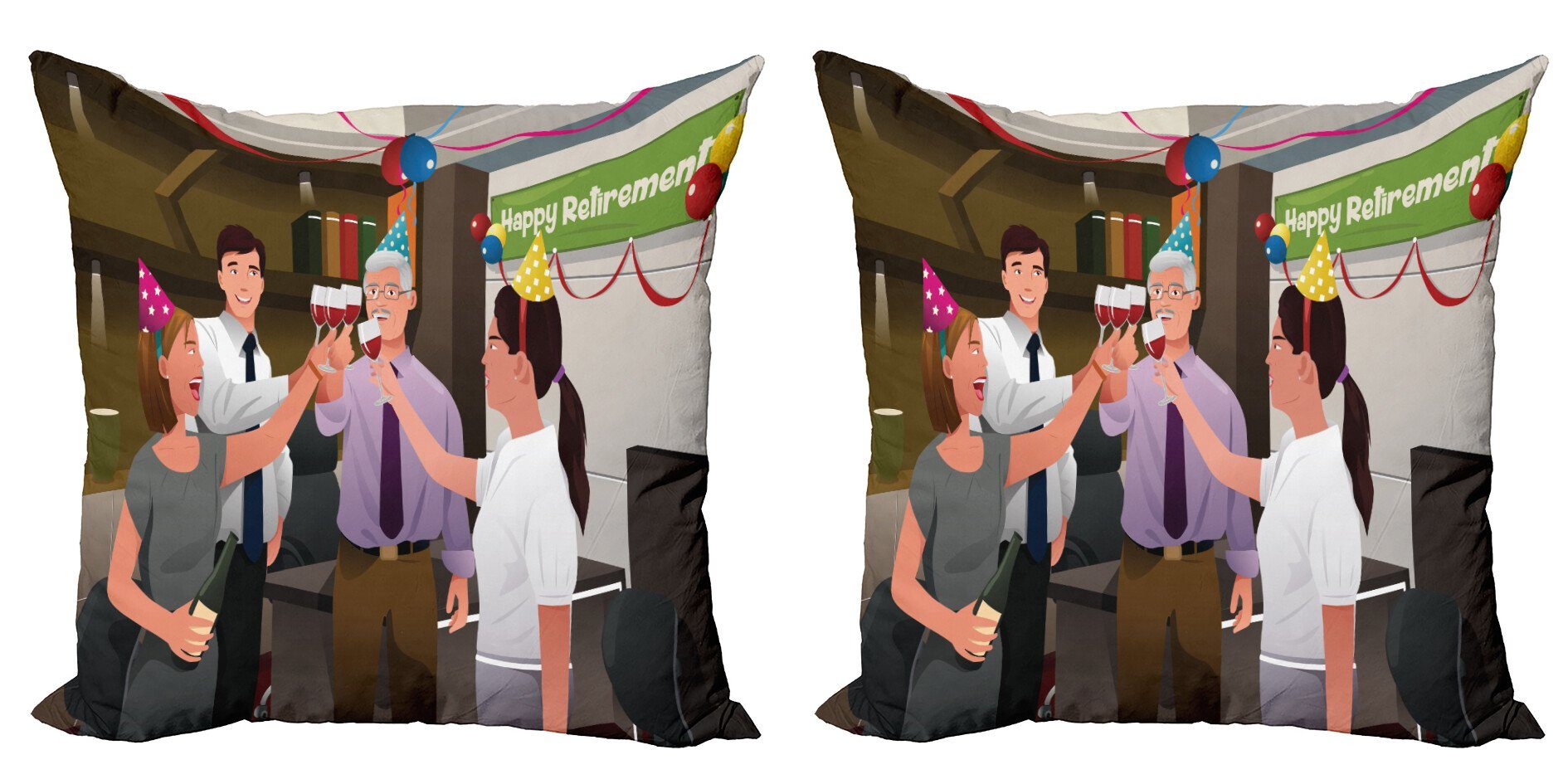 Kissenbezüge Modern Accent Doppelseitiger Digitaldruck, Abakuhaus (2 Stück), Pensionierung Mitarbeiter in Büro