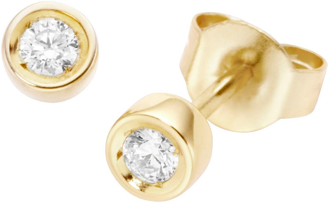Firetti Paar Ohrstecker Schmuck Geschenk Gold 375 Ohrschmuck Ohrringe Solitär, mit Brillant - Krappenfassung