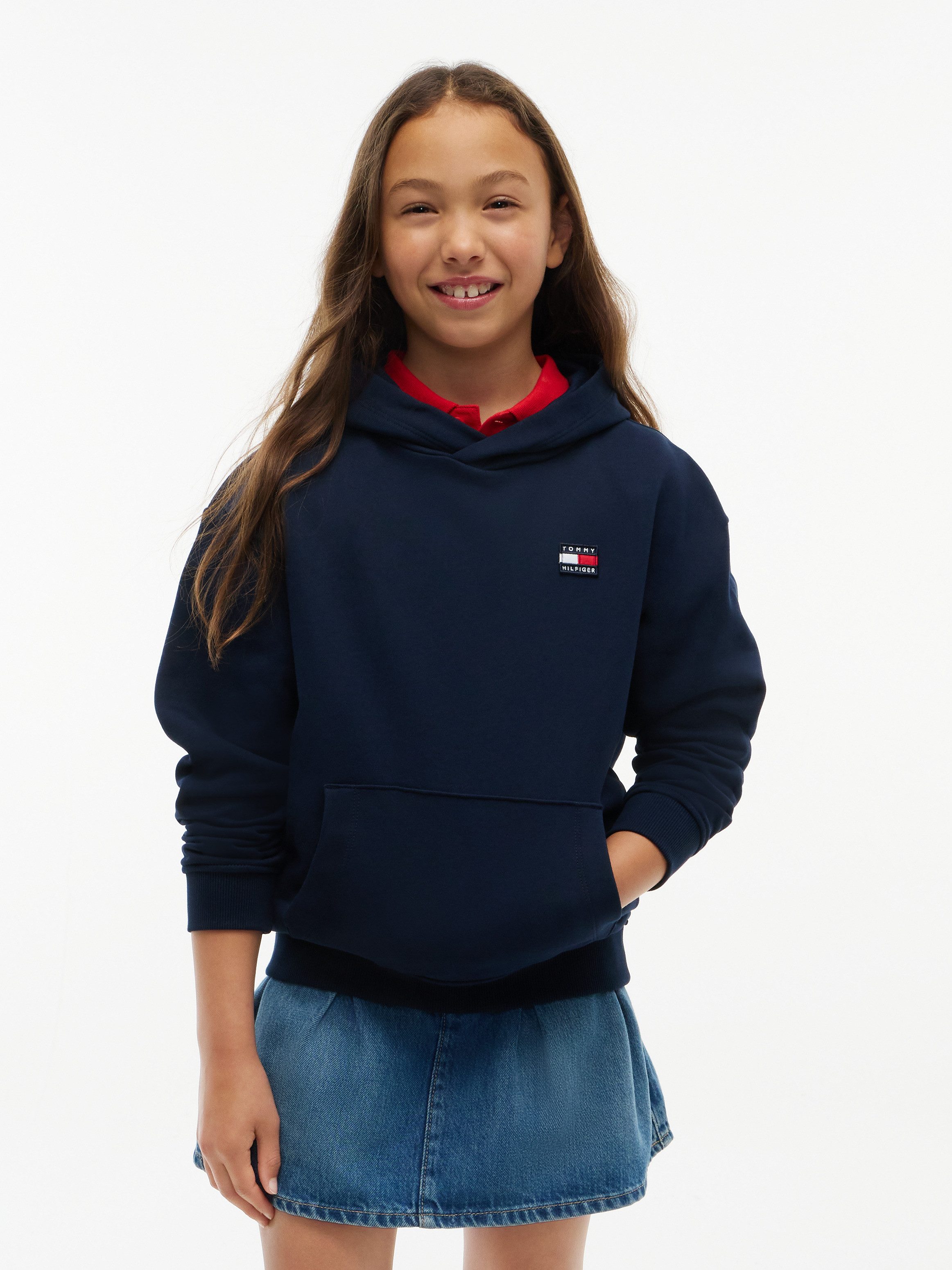 Tommy Hilfiger Kapuzensweatshirt Kängurutasche, reine Baumwolle, Kinder bis 16 Jahre