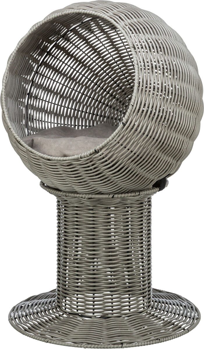 TRIXIE Schlafhöhle Outdoor Katzenhöhle Amalia aus Polyrattan, rund - grau - ø 42 × 70 cm