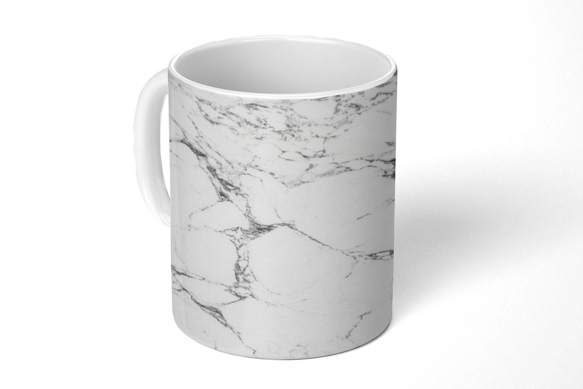 MuchoWow Tasse Schwarze Muster durch weißen Marmor, Keramik, Kaffeetassen, Teetasse, Becher, Teetasse, Geschenk