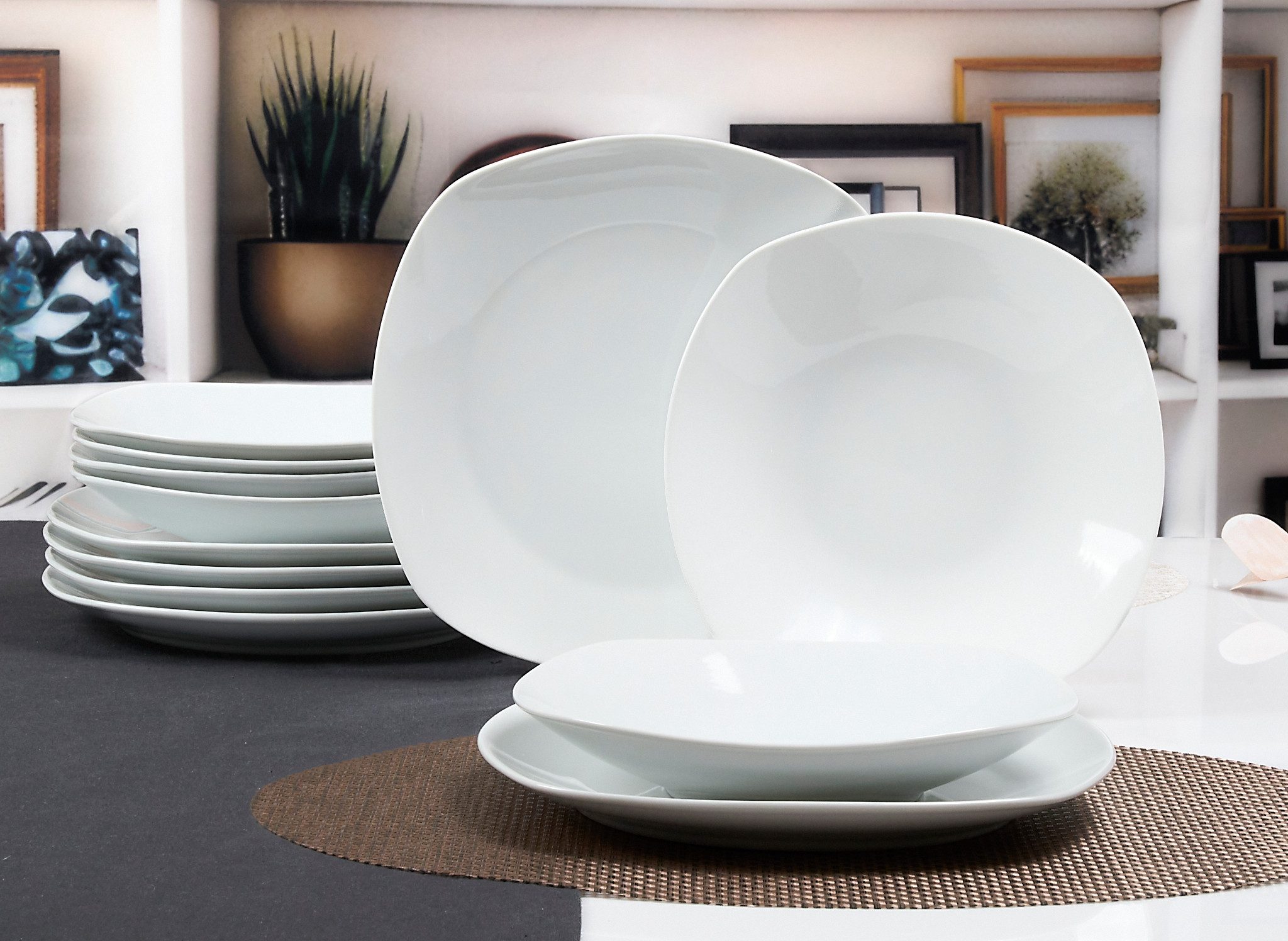 Retsch Arzberg Tafelservice Geschirr-Set Fino (12-tlg), 6 Personen, Porzellan, Teller Set, weiß, Made in Germany, 12 Teile, für 6 Personen