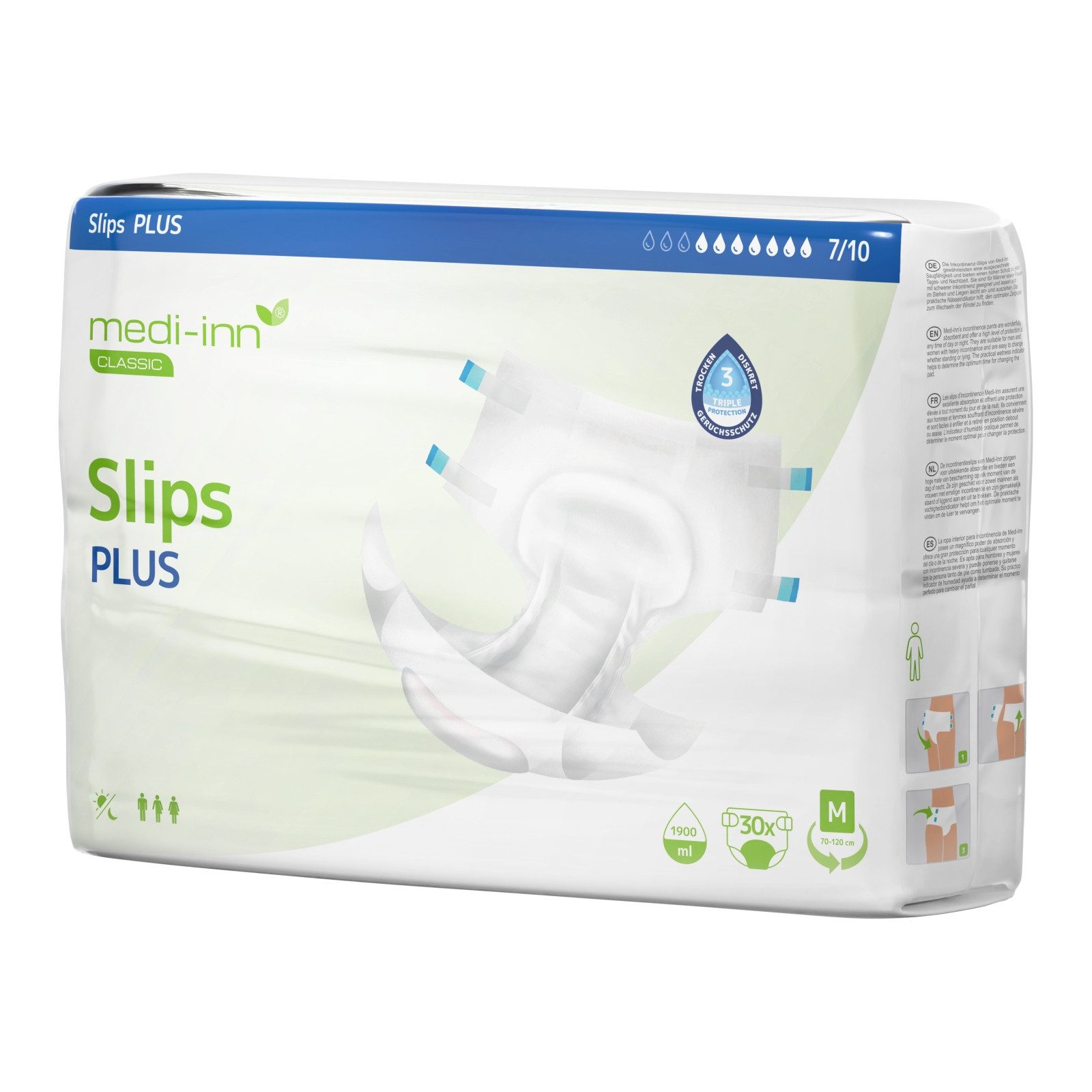 Medi-Inn Inkontinenzslip Inkontinenz-Slips PLUS, 7 Tropfen, Unisex-Passform, weiß (90-St)
