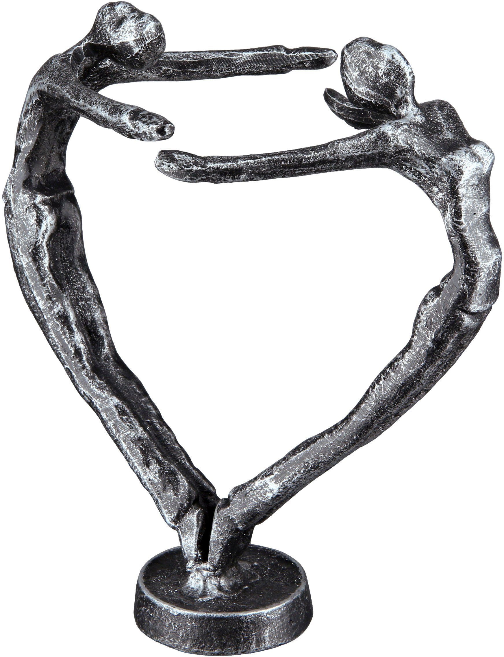 Casablanca by Gilde Dekofigur »Design Skulptur In Love, silber« (1 Stück), Dekoobjekt, aus Metall, Höhe 15 cm, Herz Form, antikfinish, Wohnzimmer-HomeTrends