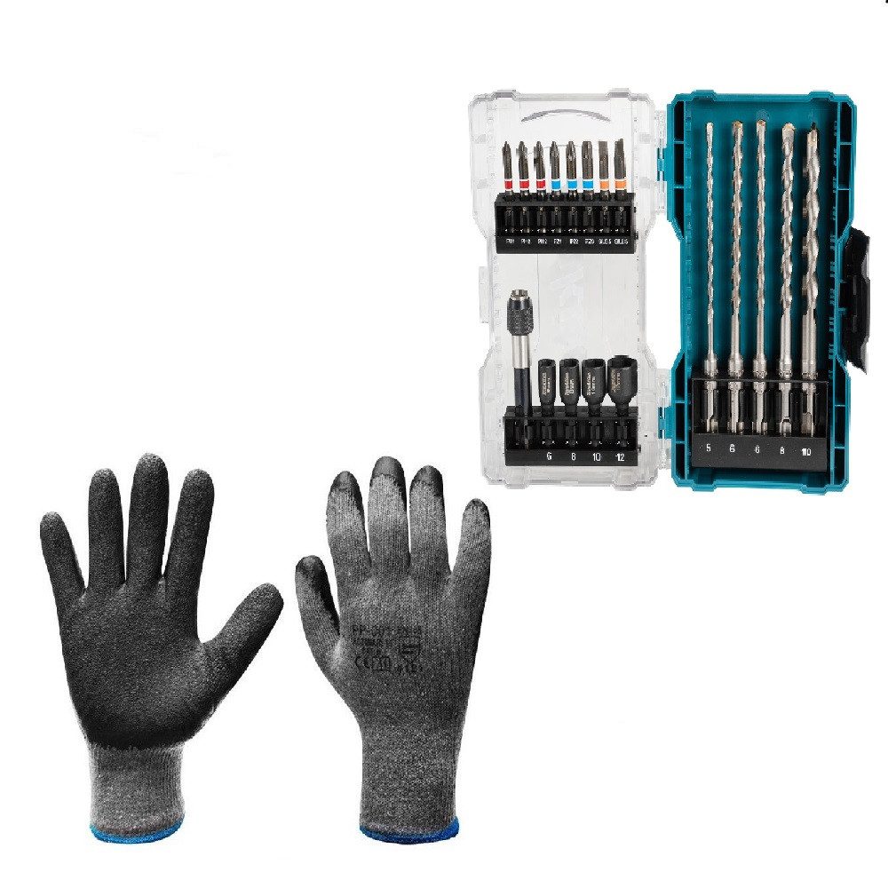 Makita Рабочие перчатки 120 Paar K036 Gr.10+Makita Bohrer-Bit-Set E-07026 18-teilig