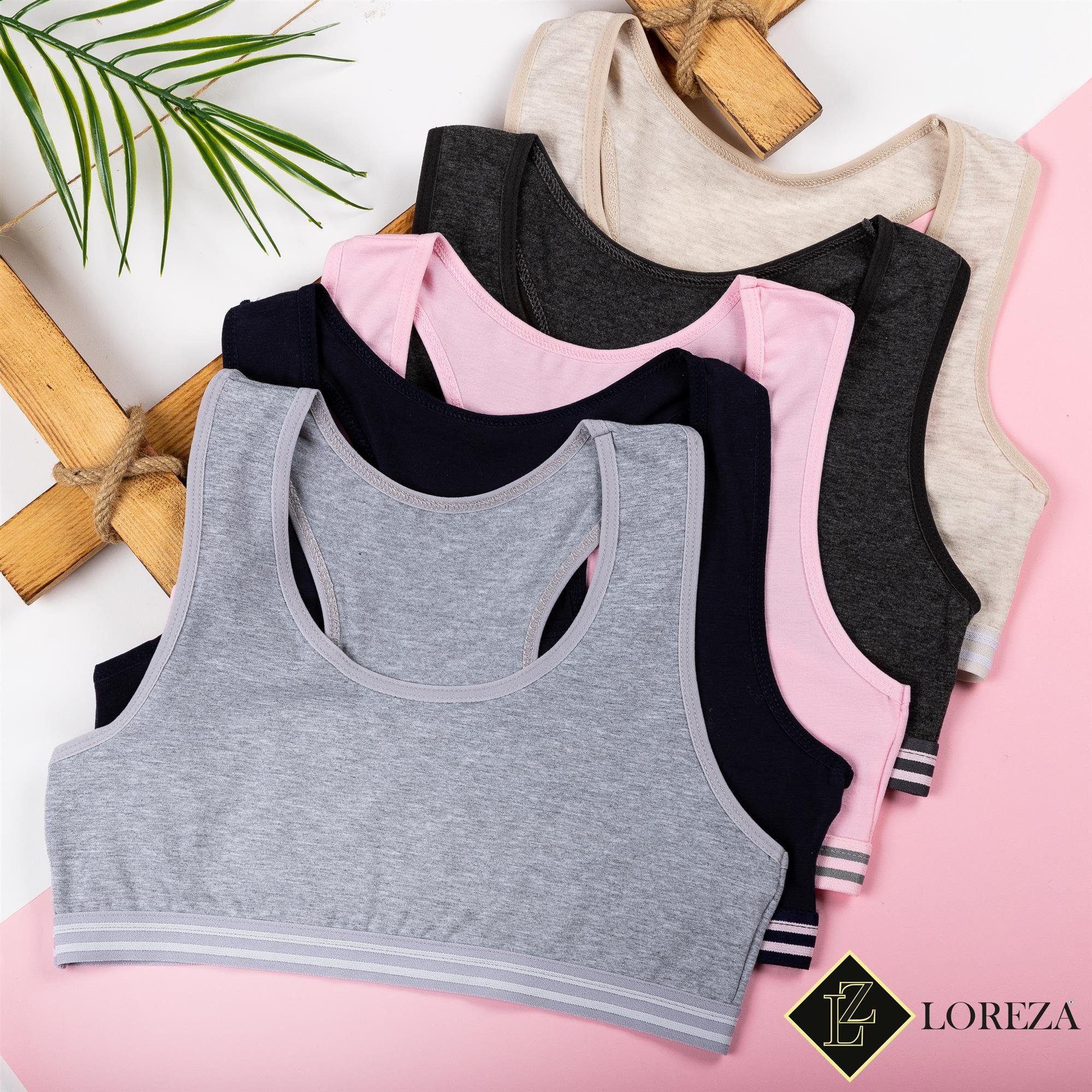 LOREZA Bustier 5er Set Mädchen Bustier BH - Streifen - Bunt (Set, 5-tlg., 5er-Pack)