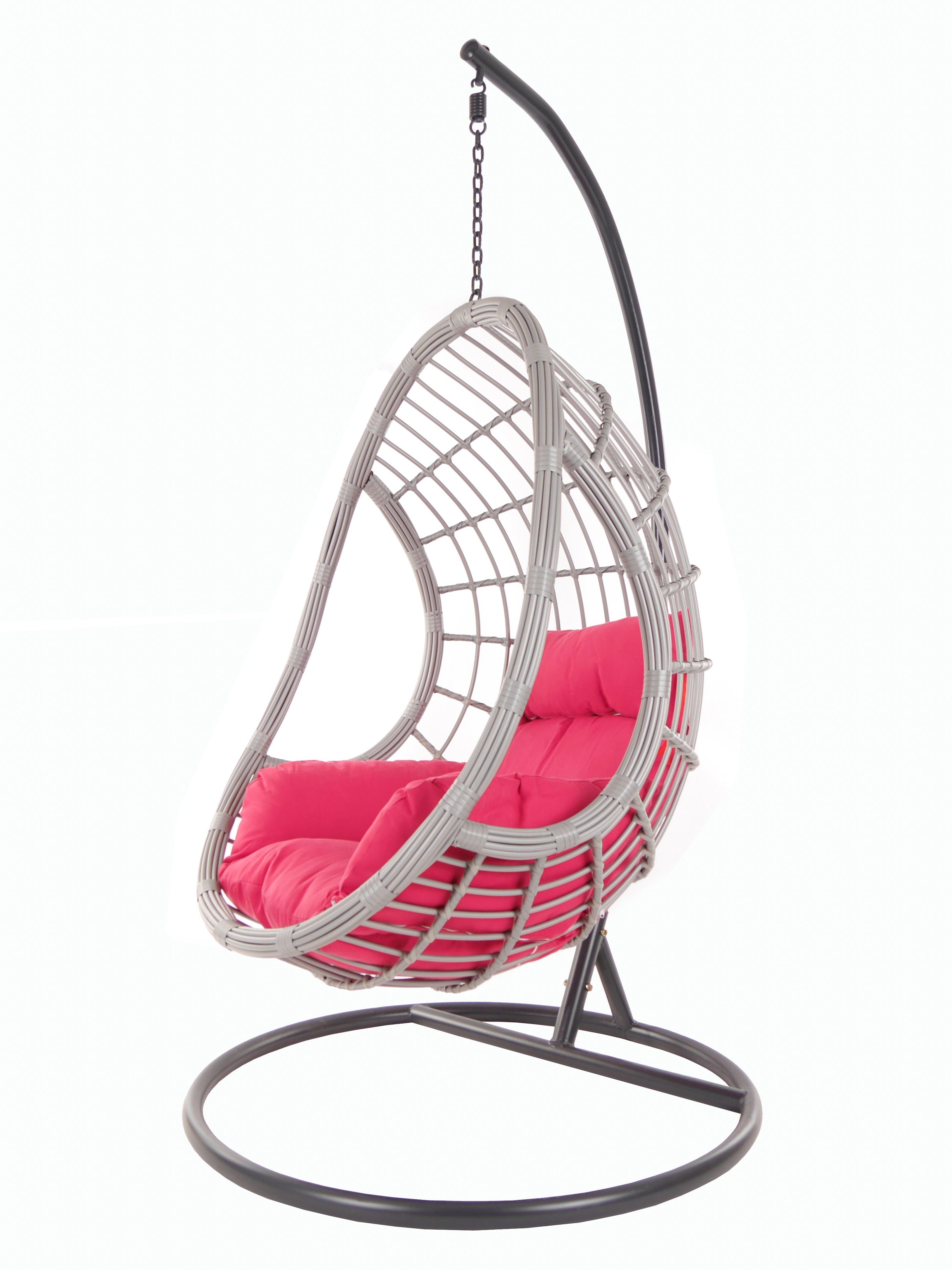 KIDEO Hängesessel PALMANOVA lightgrey, Schwebesessel mit Gestell und Kissen, Swing Chair, Loungemöbel pink (3333 hot pink)