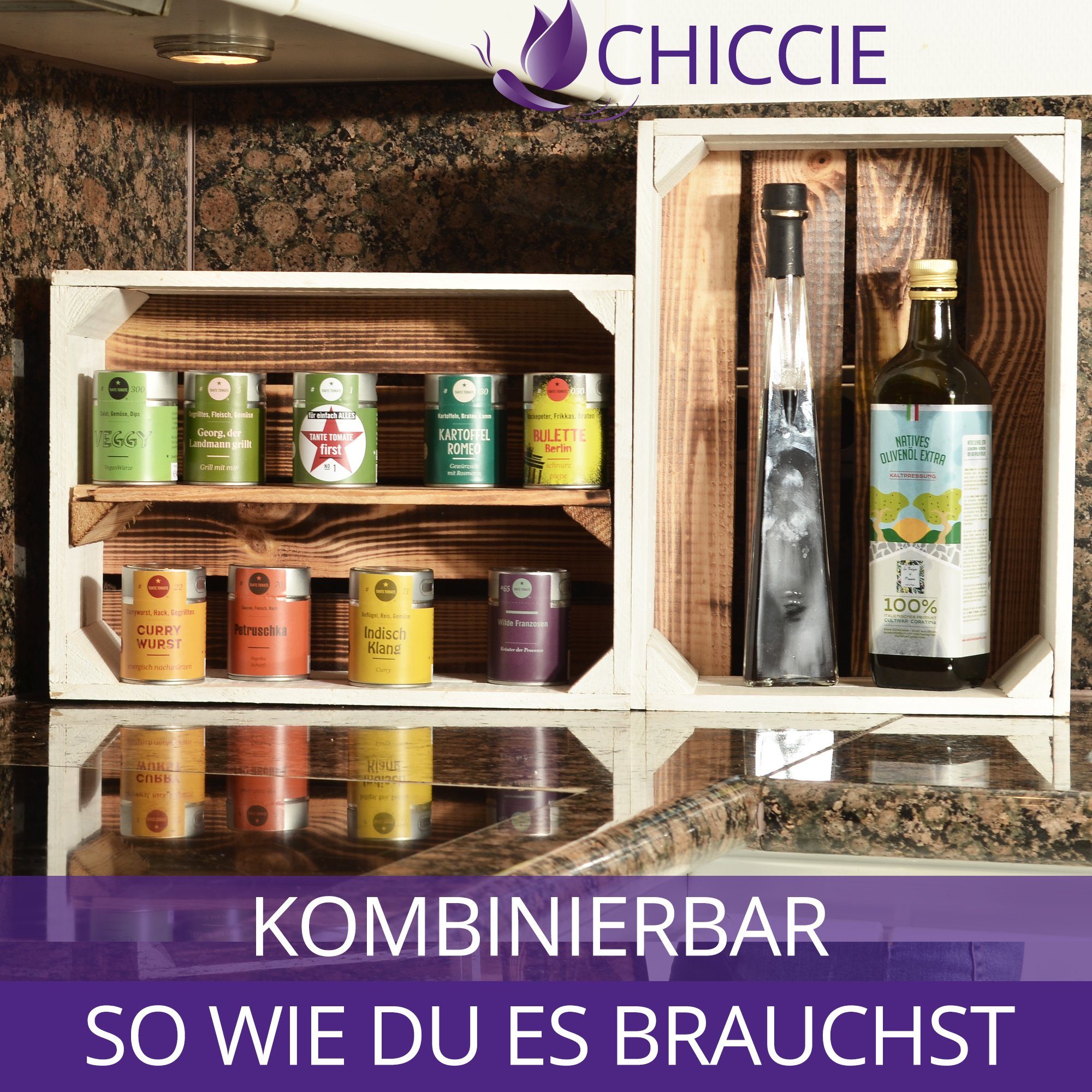 CHICCIE Gewürzregal Holzregal Grete, 1-tlg.
