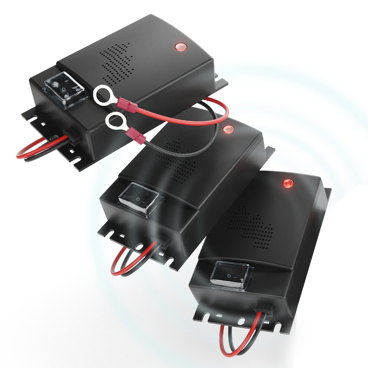 greate. Ultraschall-Tierabwehr 3x Marderschreck Auto, 12V Batterieanschluss, Motorraum, Mader Abwehr, 3-tlg.