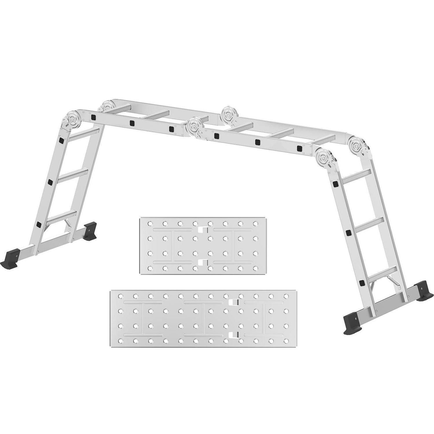 LuxusKollektion Gelenkleiter Mehrzweckleiter 3.4M 6-in-1 Aluminium Silber (1-St)