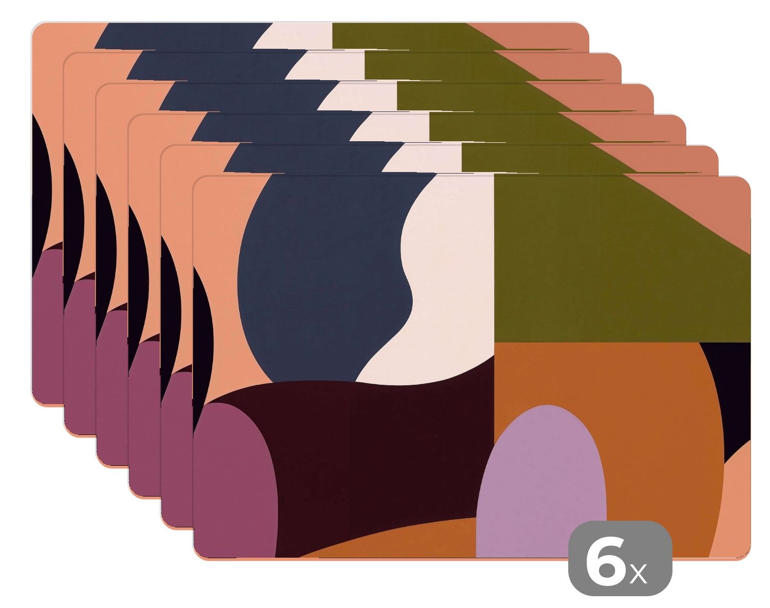 MuchoWow Platzset Formen - Abstrakt - Farben - Quadratisch, (6-St), Platzsets, Tischset, Abwaschbar, Tischsets, Platzdeckchen