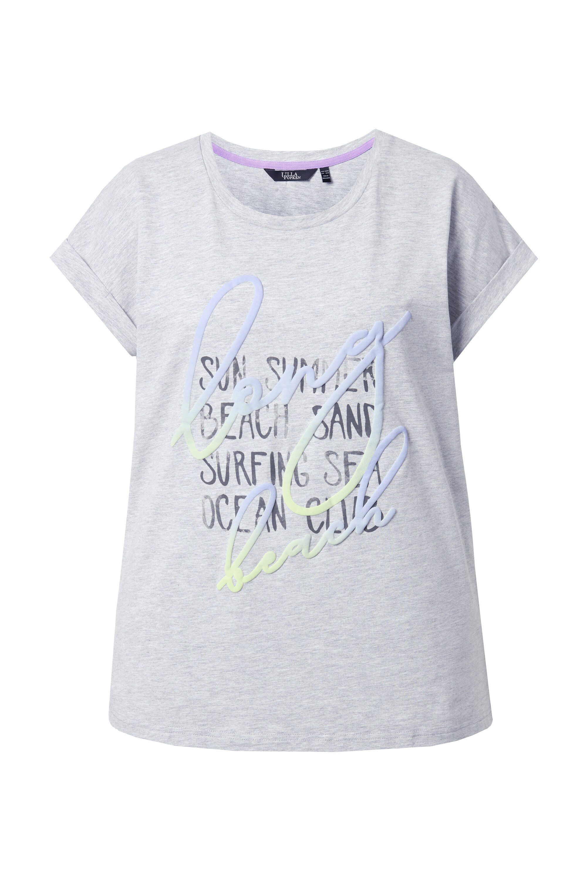 Ulla Popken T-Shirt T-Shirt Schriftzug Oversized Rundhals Halbarm günstig online kaufen