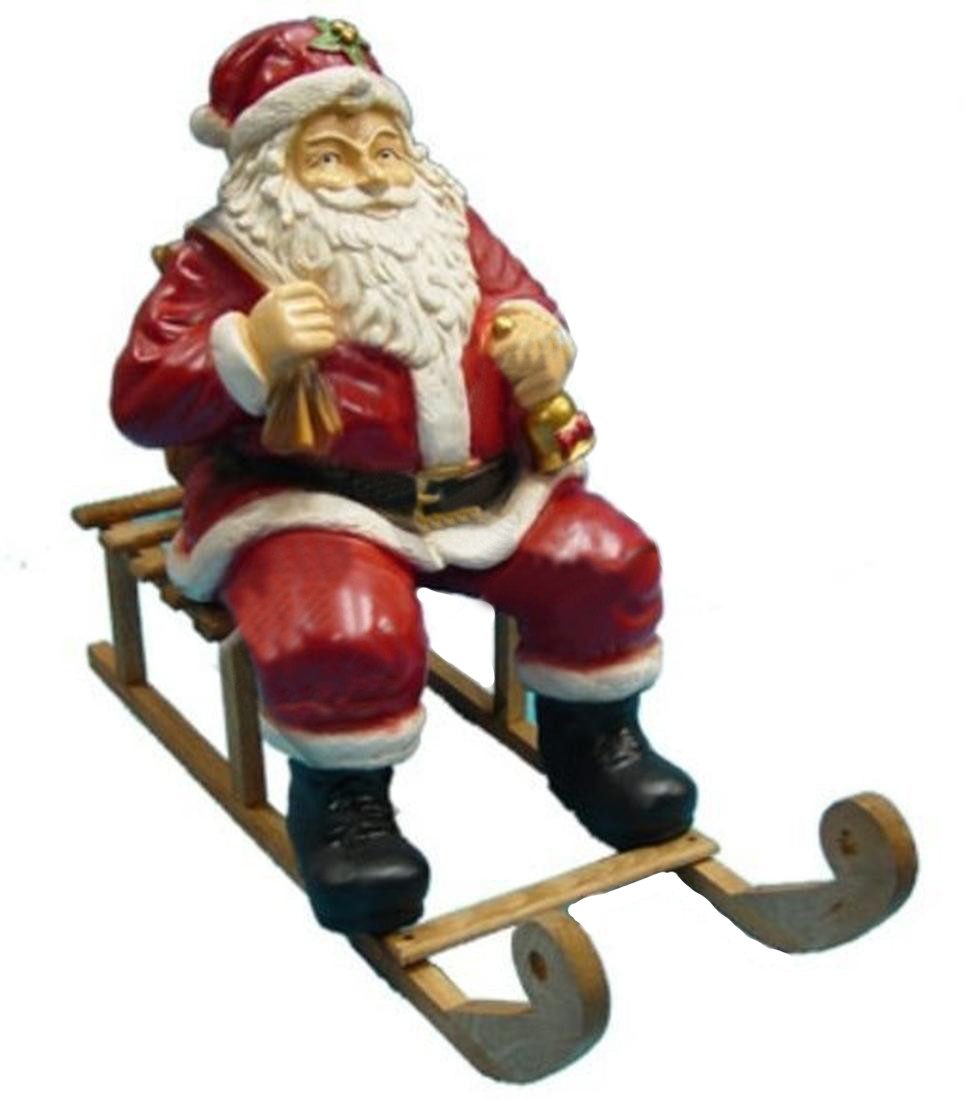 Dekofigur Design Nikolaus auf Schlitten Figur Garten Statue Figuren