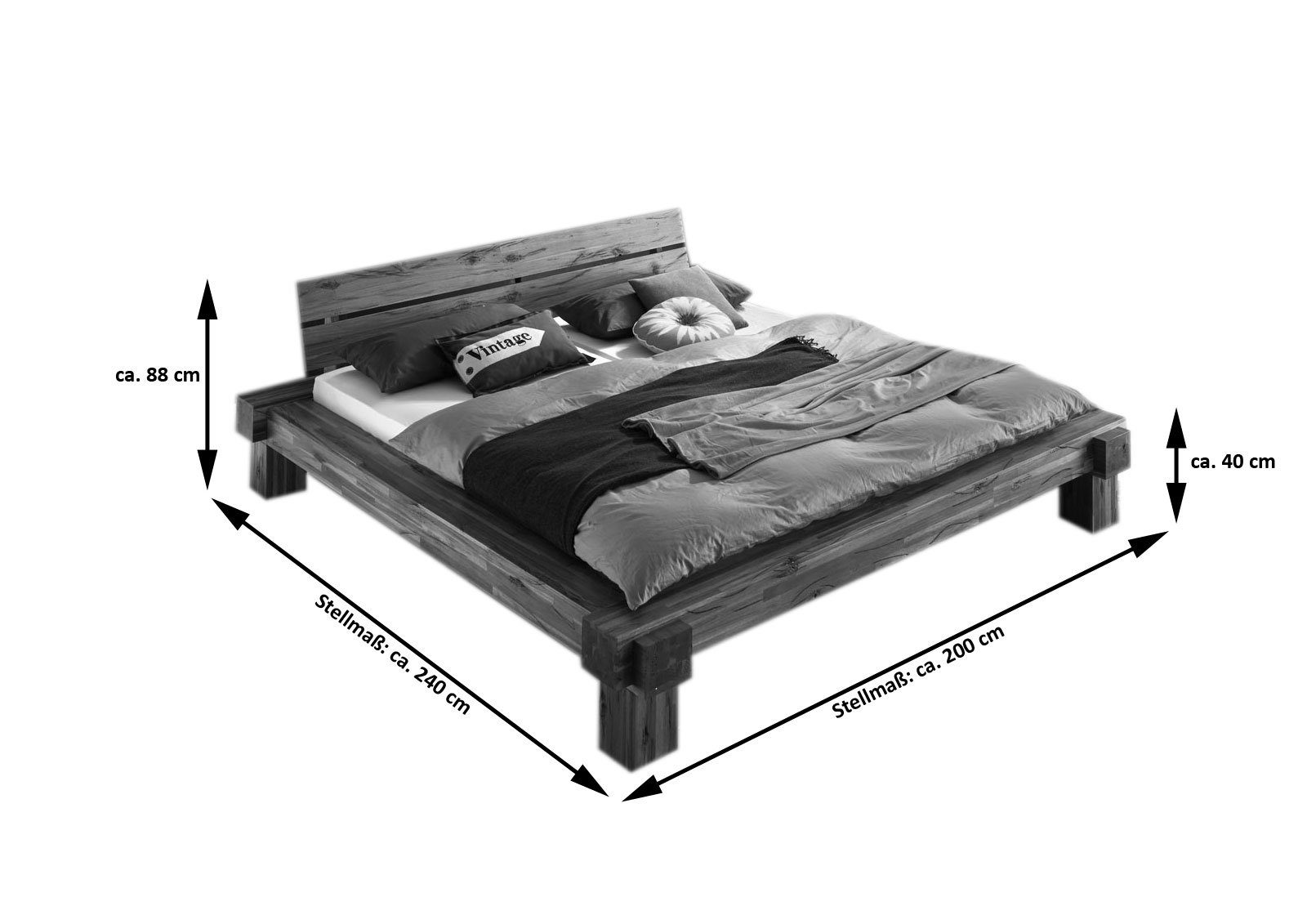 SAM® Holzbett Elke, Akazienholz massiv, Doppelbett im rustikalen Design