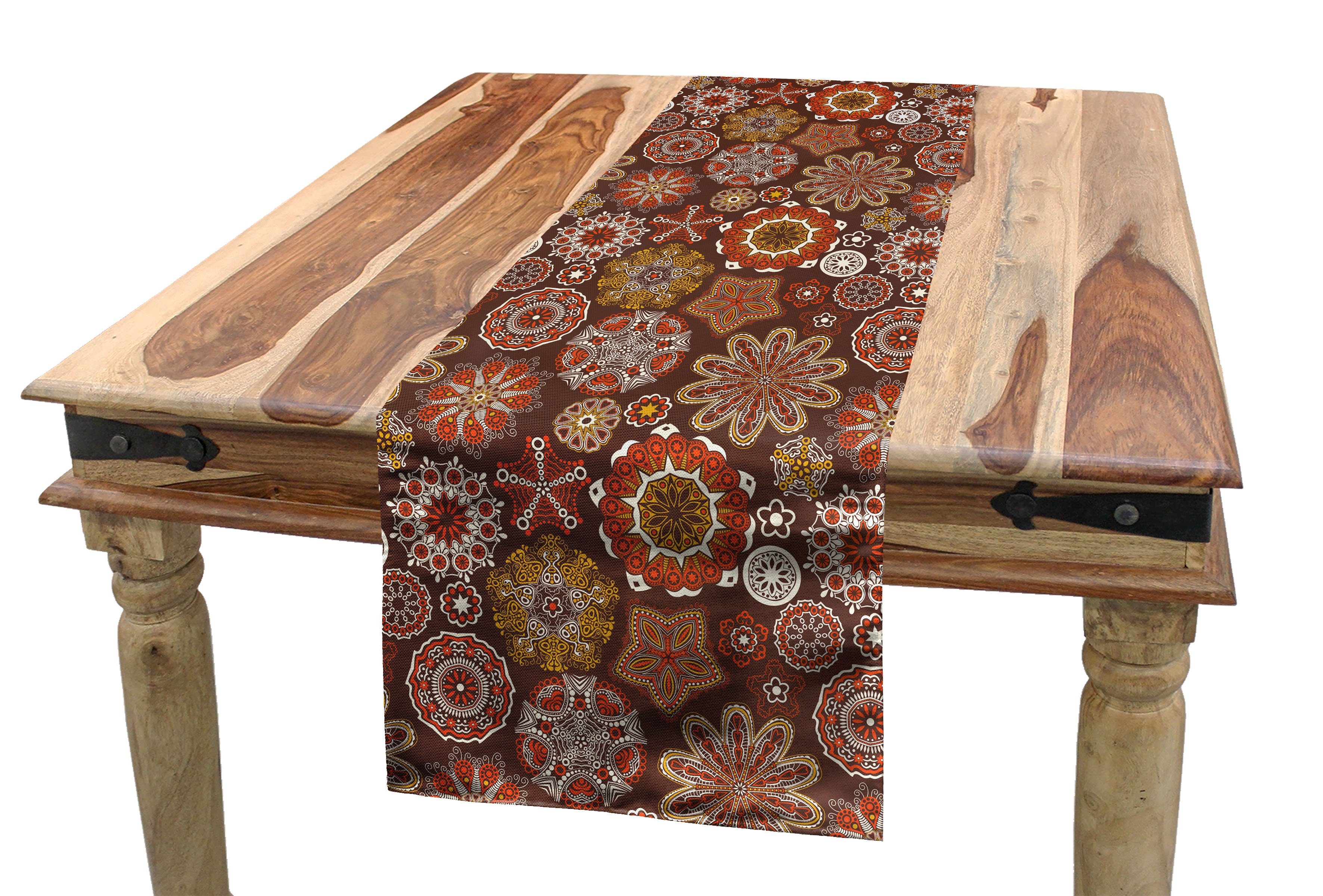 Abakuhaus Tischläufer Esszimmer Rechteckiger Dekorativer Blumenmotive Tischläufer, Blumen-Druck Küche Mandala