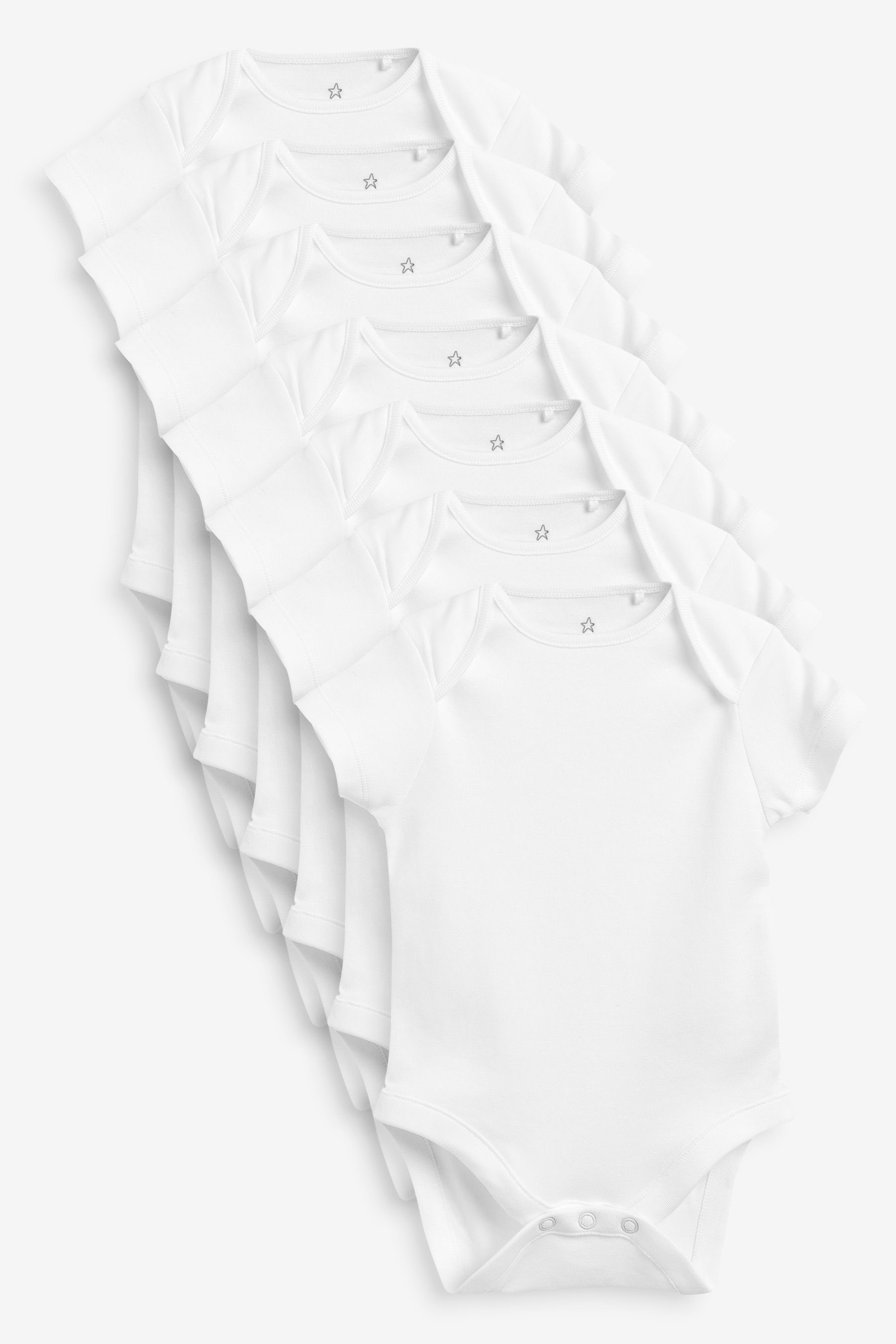Next Kurzarmbody Kurzärmlige Strampelanzüge aus GOTS, (7-tlg) White Essential | Shirtbodies