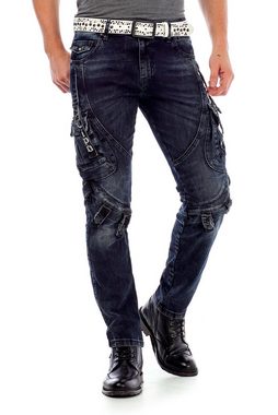 Cipo & Baxx Slim-fit-Jeans mit Verschlussschnallen in Straight Fit