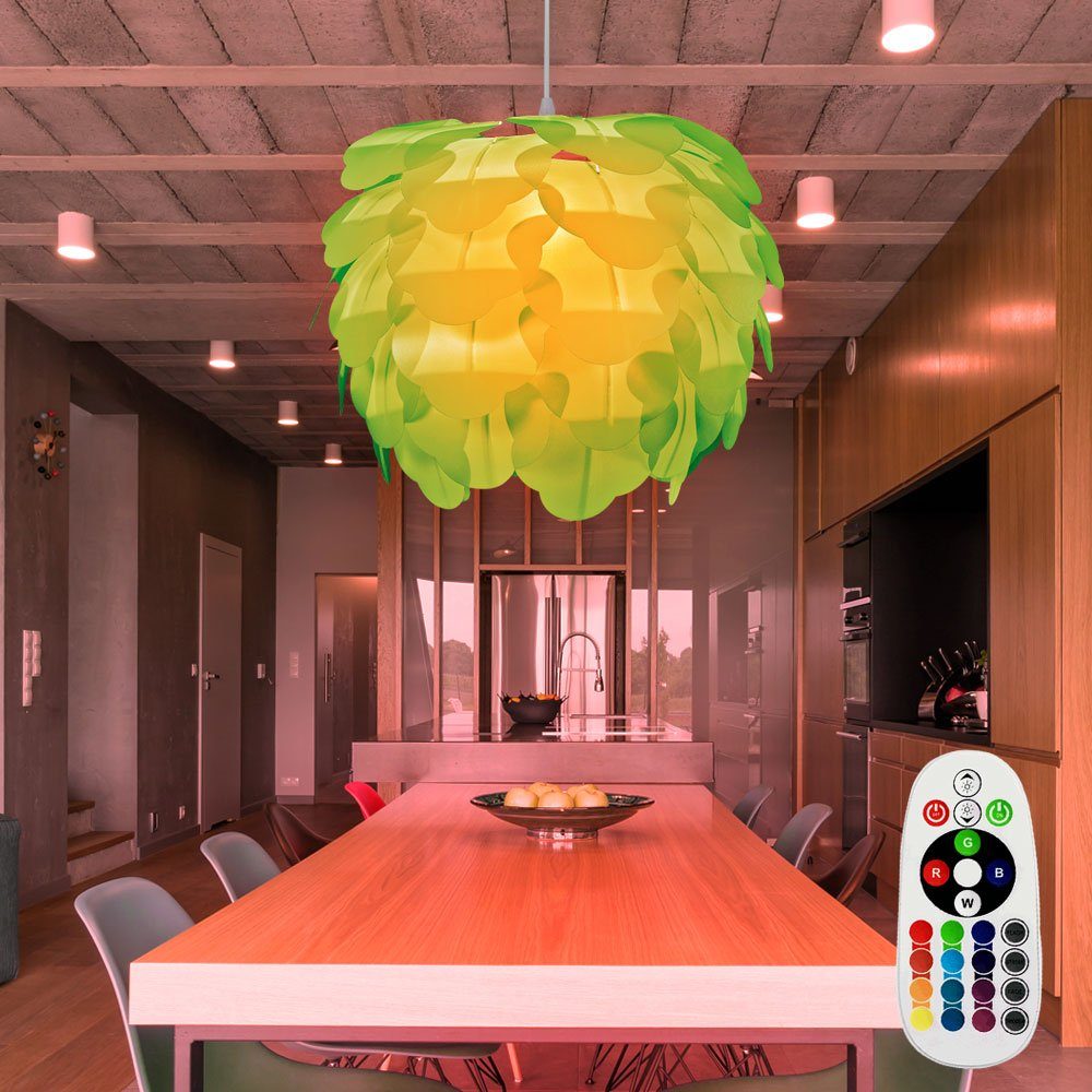 LED grün Farbwechsel, inklusive, Leuchtmittel Warmweiß, etc-shop steckbar Lampe RGB Blume Pendelleuchte, LED 7 Kinderzimmer Pendel Watt
