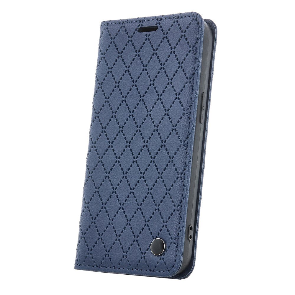 COFI 1453 Handyhülle Smart Caro kompatibel mit Apple iPhone 17 Pro Dunkelblau Wallet 6,3, Karomuster mit Kartenfach und Standfunktion