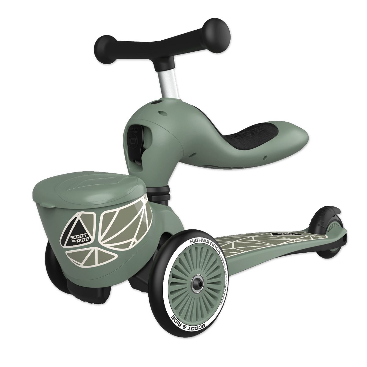 Scoot and Ride Kinderfahrzeug Lauflernhilfe Highwaykick 1 Lifestyle, Lauflernhilfe und Kickboard, integrierte Transportbox für Spielsachen