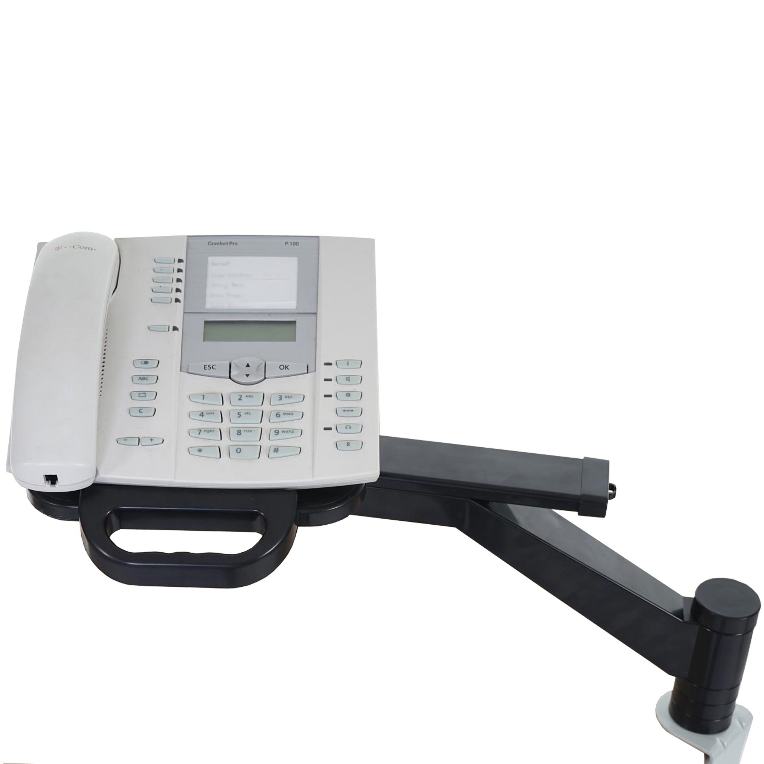 PROREGAL® Telefontisch Telefonarm T555 31x21x45cm Schwarz Telefonhalter Telefonschwenkarm