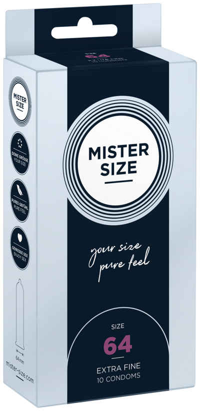 MISTER SIZE Kondome 10 Stück, Nominale Breite 64mm, gefühlsecht & feucht