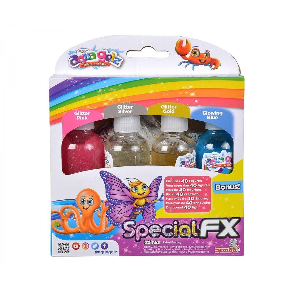 SIMBA Special Jahren für Gelz FX, Aqua Kreativset für 8 Softfiguren, Nachfüllset Farbgel Kinder 3D ab