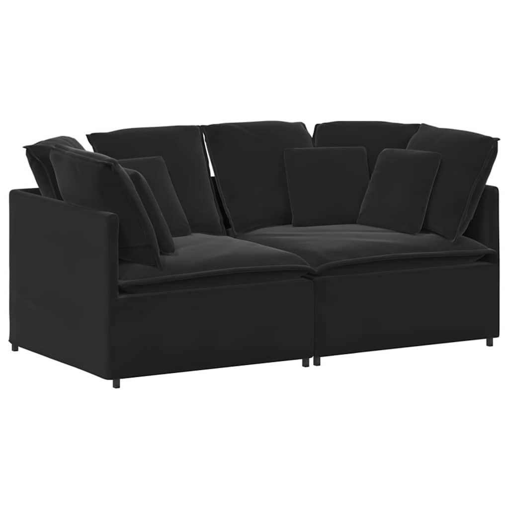 vidaXL Sofa Modulares Sofa mit Kissen Samt Schwarz, 1 Teile