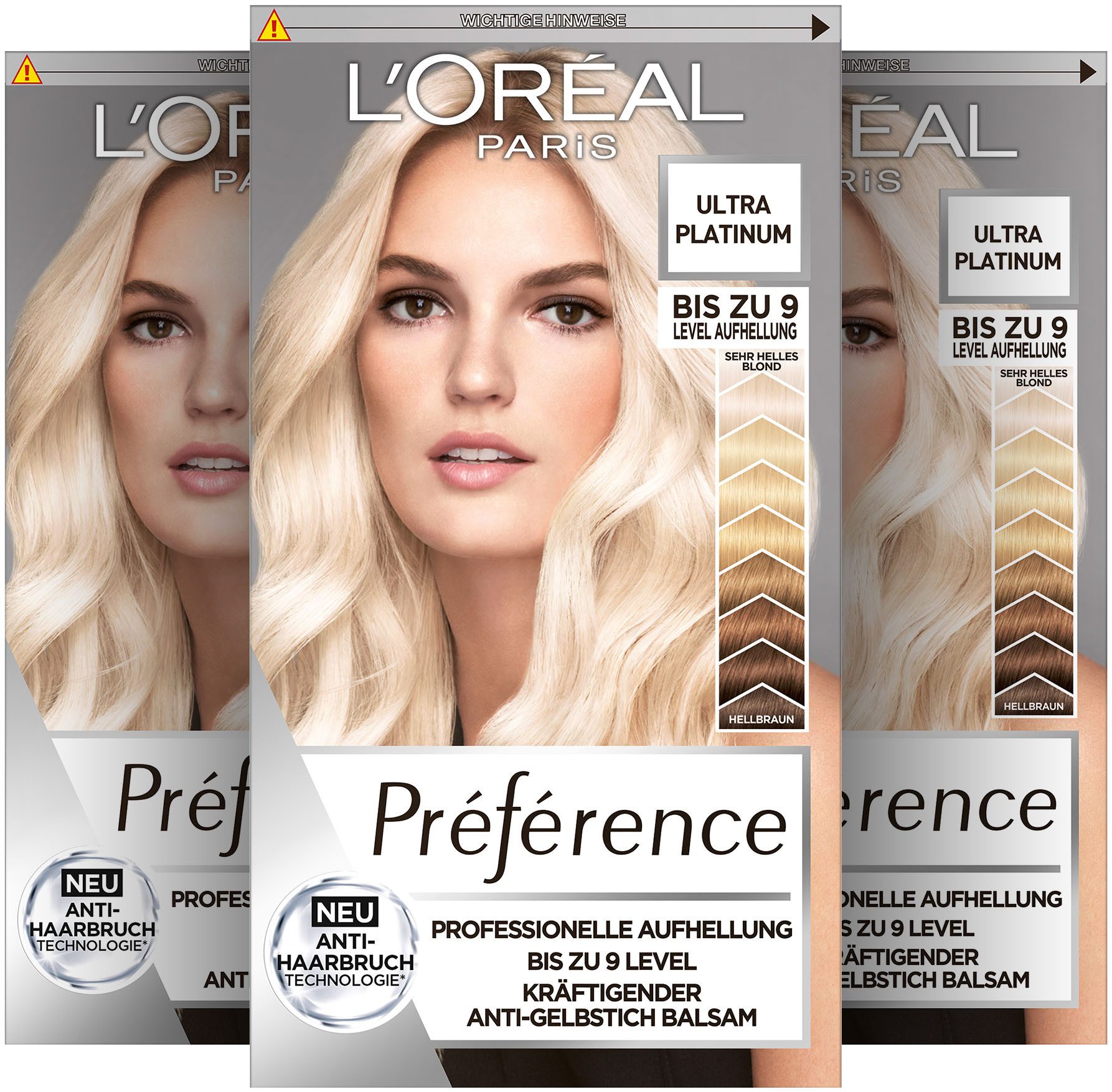 L'ORÉAL PARIS Coloration PRÉFÉRENCE HAARFARBE, Packung, 3-tlg., dauerhafte Haarcoloration mit 100% Grauabdeckung